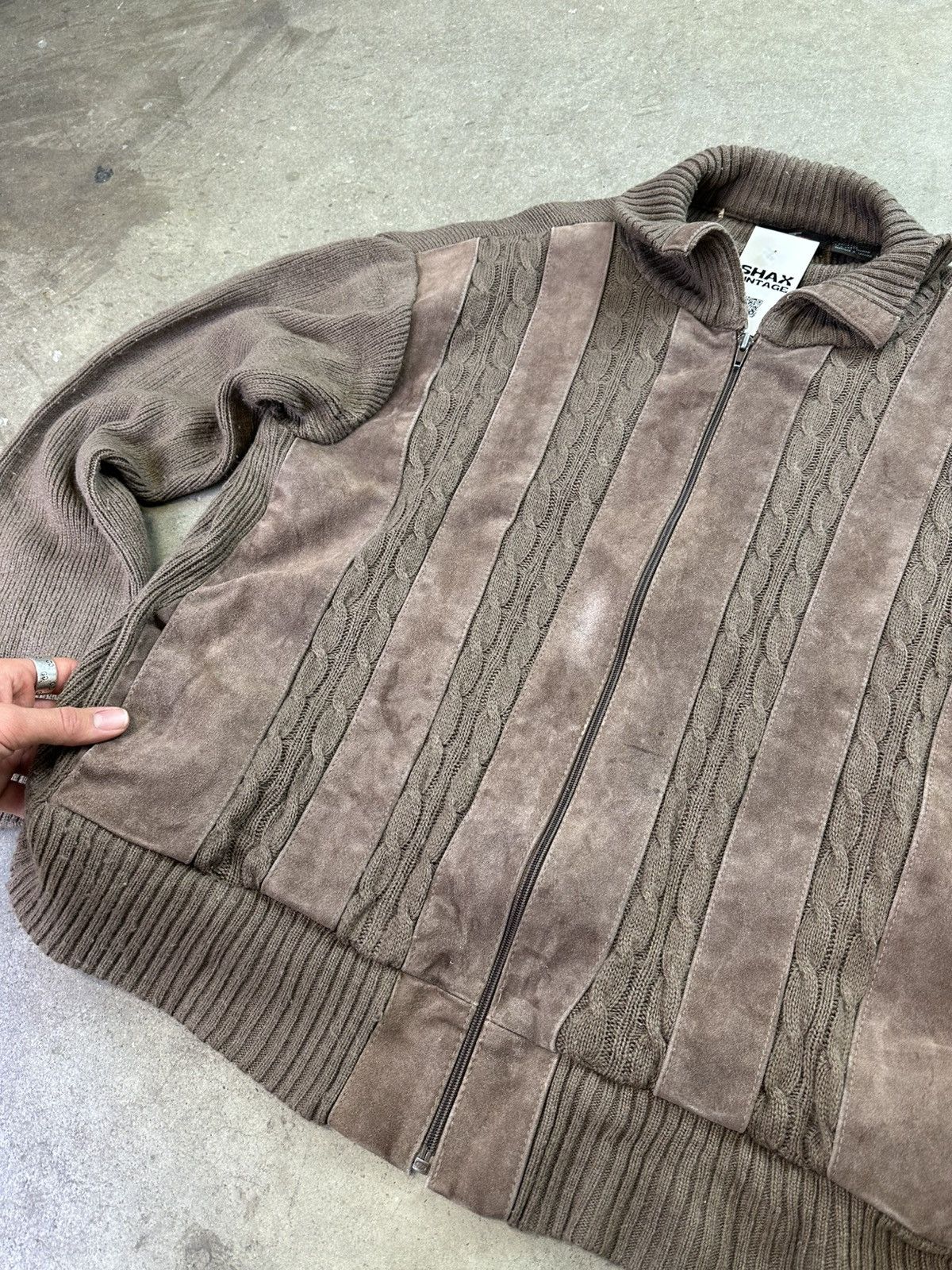 Sears × Vintage vintage 80s sears suede knit zip up sweater xl Size US XL / EU 56 / 4 - 3 Thumbnail