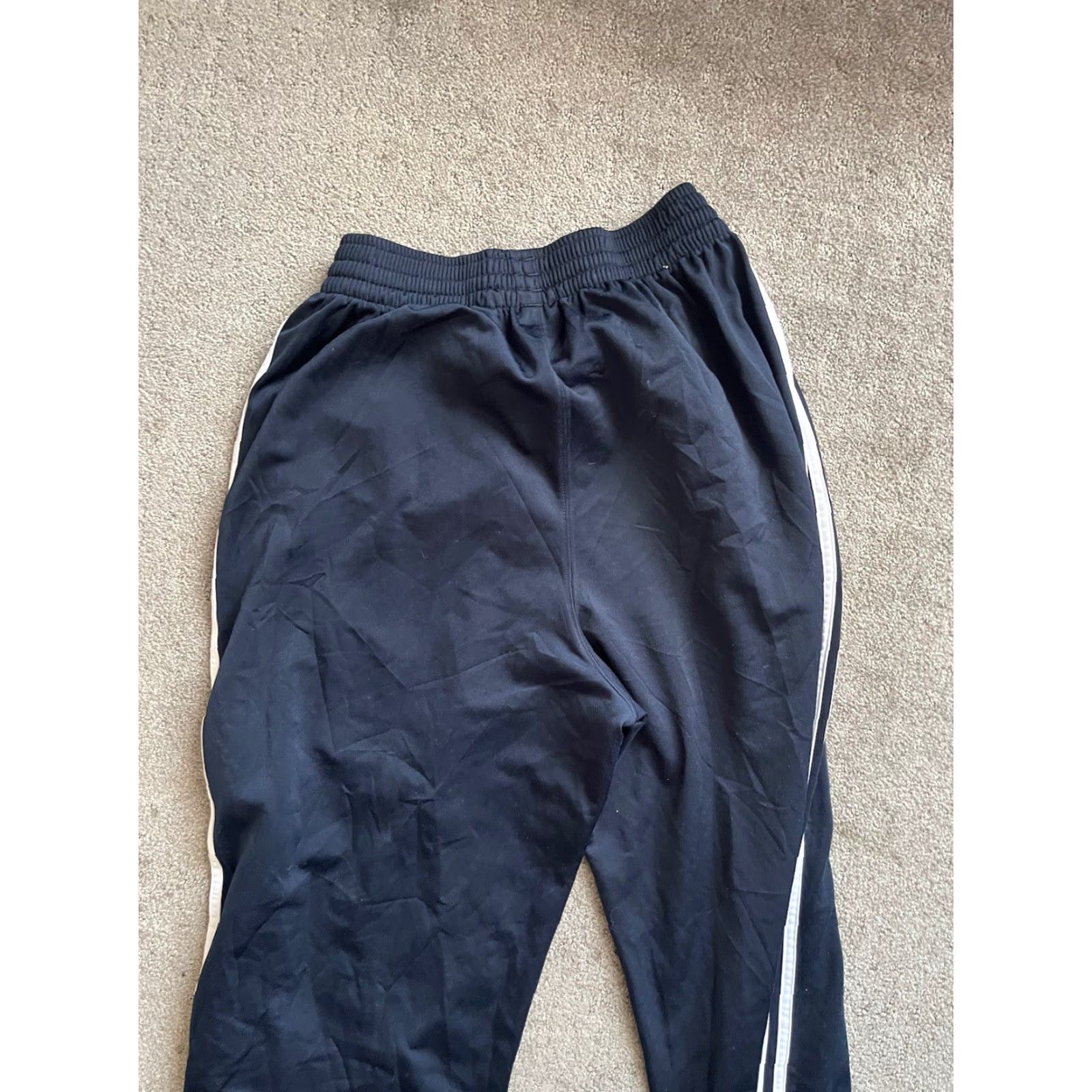 Adidas Adidas Sweatpants Pants Navy w/ White Stripe Athletic Men Large Polyester M Blue Striped 30 in Inseam Sweatpants Mens Size US 31 - 4 Thumbnail