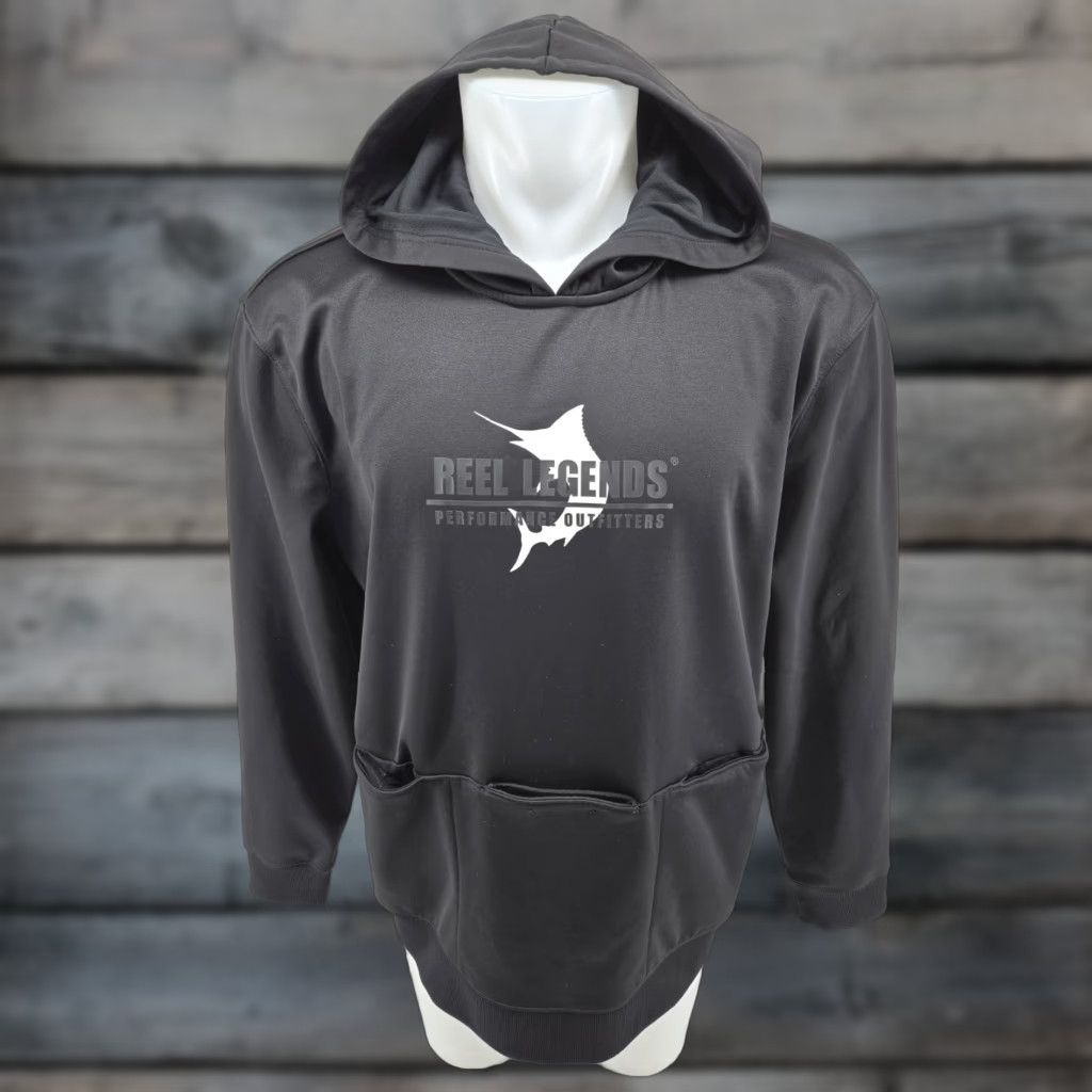 Vintage Reel Legends Firstmate Mens XL Black Fishing Performance Pockets Hoodie Large Pullover Sports Outdoor Nautical Size US XL / EU 56 / 4 - 1 Thumbnail