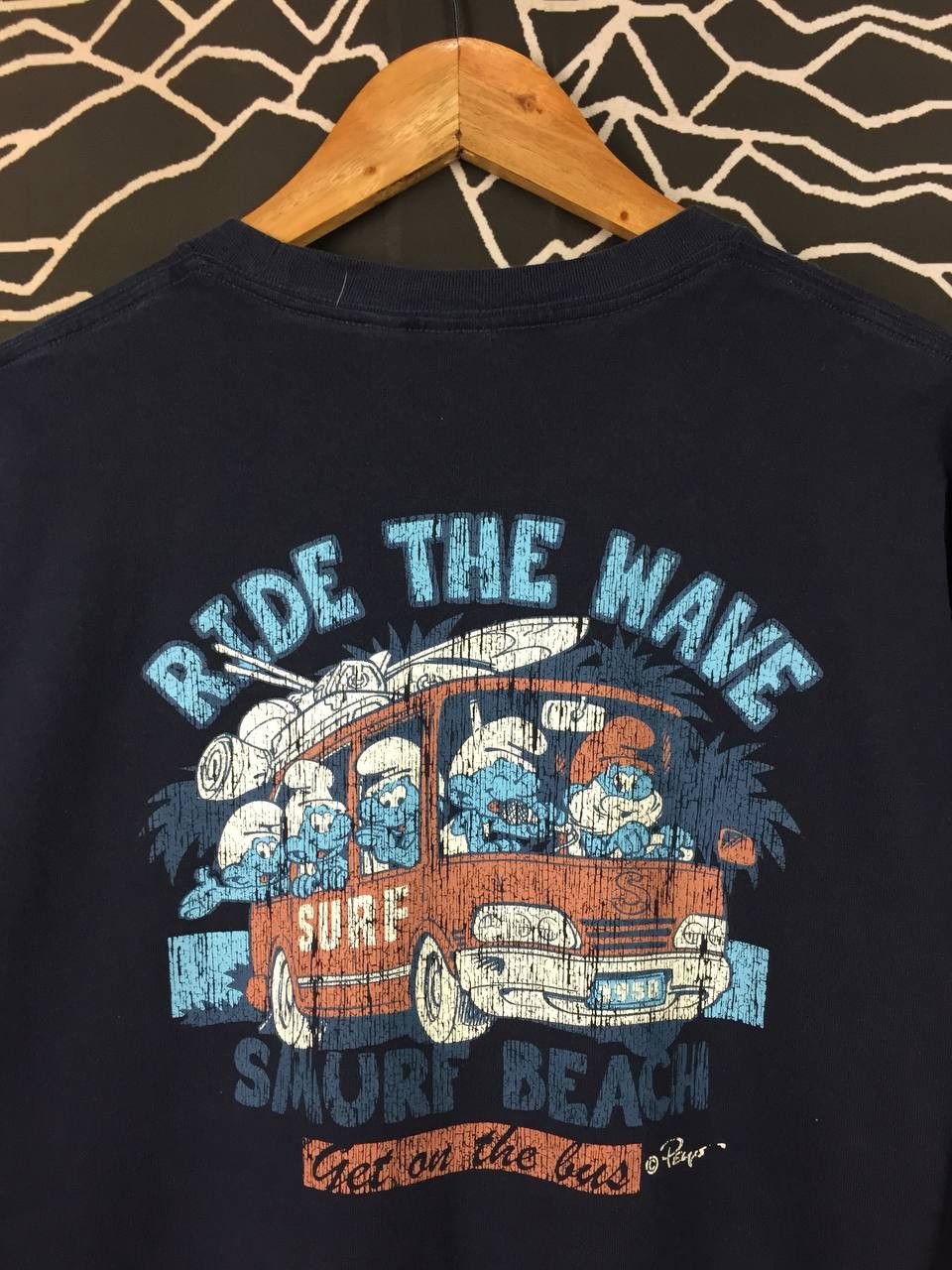 Vintage The Smurfs Ride The Wave Smurfs Beach Long Sleeve Tee Size US L / EU 52-54 / 3 - 3 Thumbnail