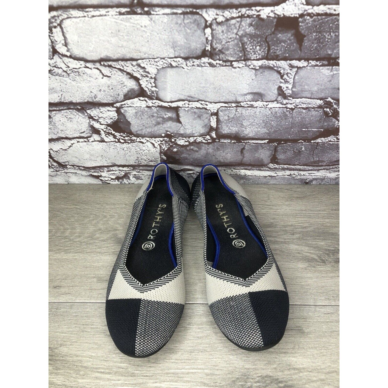 Other Rothy’s The Flat Captoe Dove Grey Black Plaid Knit Round Bal Size US 9 / IT 39 - 17 Thumbnail