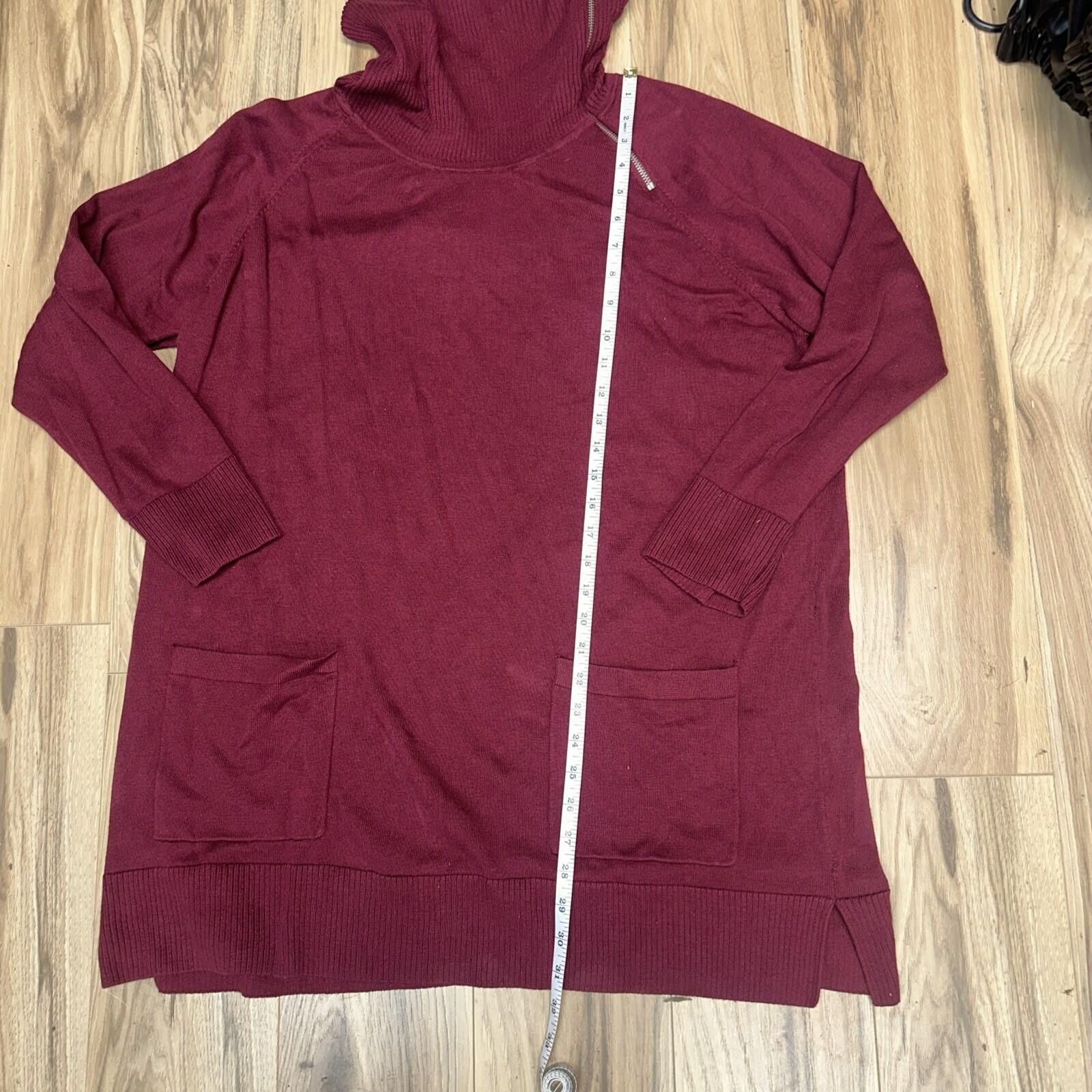 Other Turtle Neck Burgundy Zipper Neck Long Sleeve Sweater Size 1X Size XL / US 12-14 / IT 48-50 - 5 Thumbnail