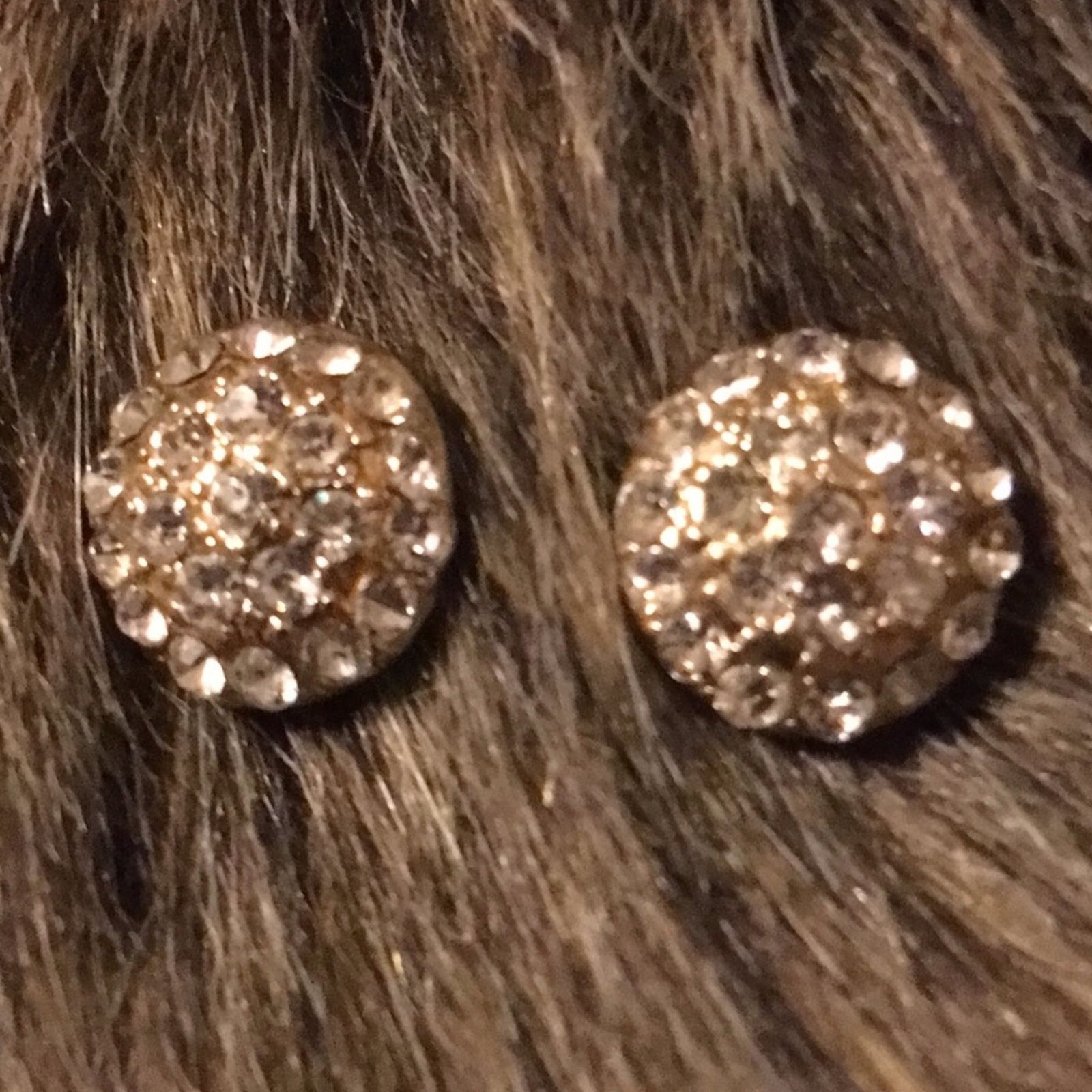Jewelry Round sparkle rhinestone pierced earrings Size ONE SIZE - 1 Thumbnail
