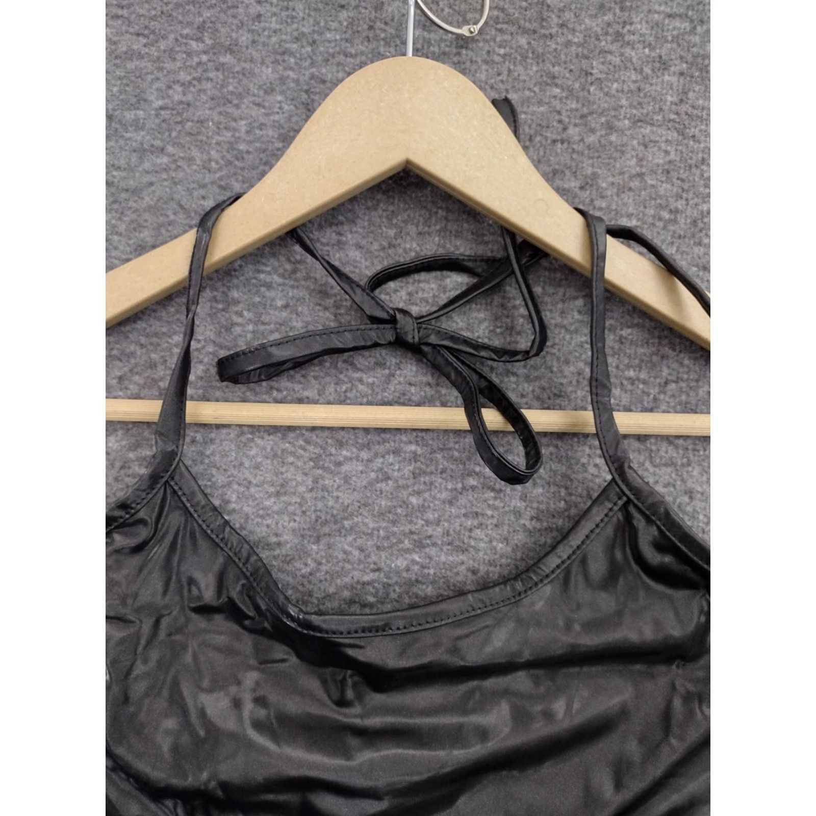 Vintage Codigo Women's One Piece Black Faux Leather Cut Out Sides Swimsuit Size S Size ONE SIZE - 7 Thumbnail