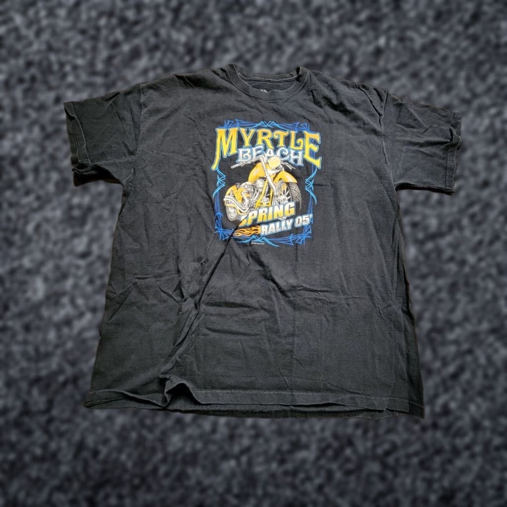 Fruit Of The Loom Mens 2XL Myrtle Beach Spring Rally 2005 Anniversary Black T Shirt Double Sided Size US XXL / EU 58 / 5 - 1 Thumbnail