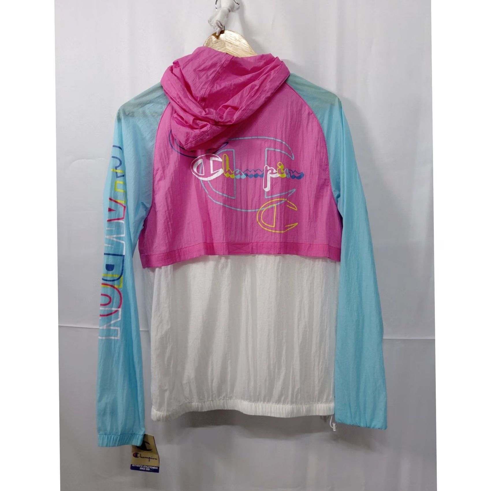 Champion Champion Colorblock Hooded Jacket Pink Blue Long Sleeve Lightweight S Womens Size S / US 4 / IT 40 - 2 Thumbnail