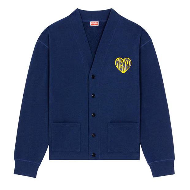 image of Kenzo O1G2R1Mq0424 Cardigan In Midnight Blue, Men's (Size Medium)