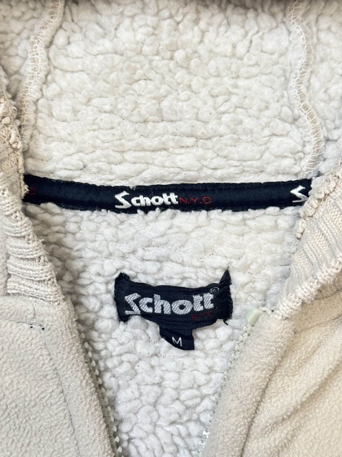 Schott × Vintage Vintage Y2K Schott Sherpa Fleece Zip Hoodie Jacket Size US M / EU 48-50 / 2 - 8 Thumbnail