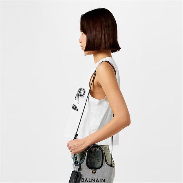 Balmain o1g2r1mq0924 Western Tank Top in White & Noir Size XS / US 0-2 / IT 36-38 - 4 Thumbnail