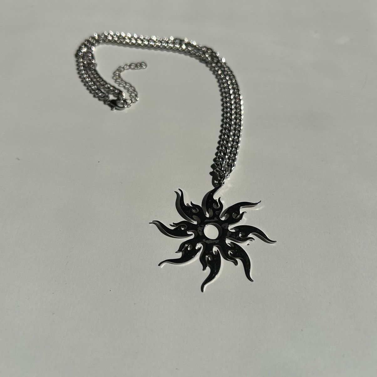 Japanese Brand × Vintage Y2K 2000s Bio Sun spike silver chrome pendant skater chain Size ONE SIZE - 5 Thumbnail