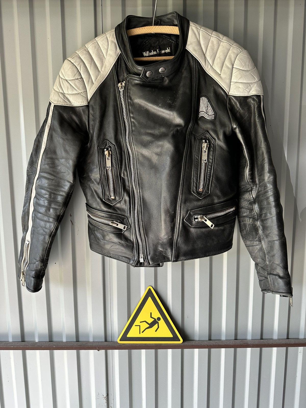 image of Leather Jacket x Racing Genuine Leather Vintage Moto Hype Jacket, Men's (Size Small)