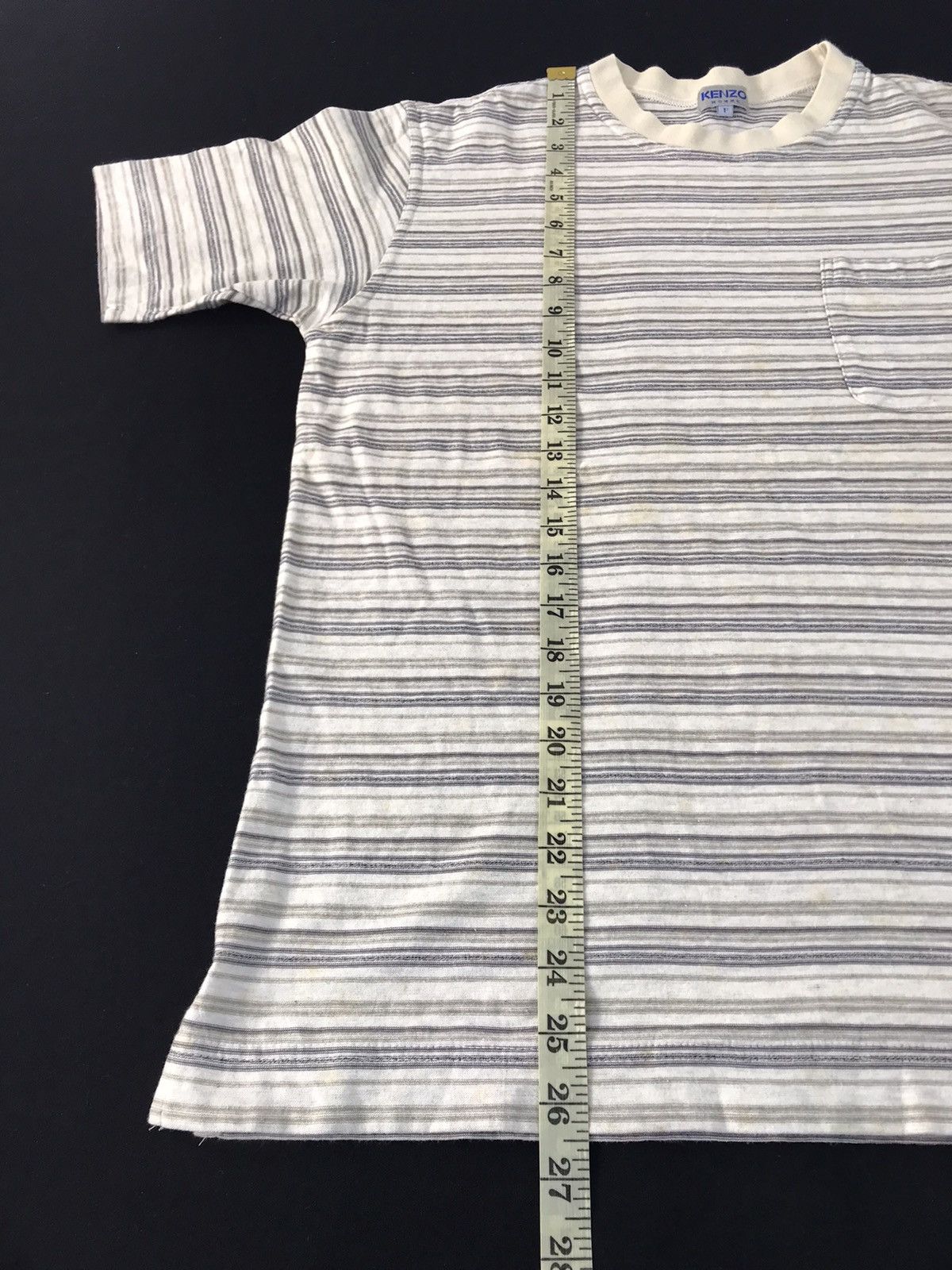 Kenzo 90s Kenzo Homme Horizontal Striped Single Pocket Printed Tee Size US M / EU 48-50 / 2 - 9 Thumbnail