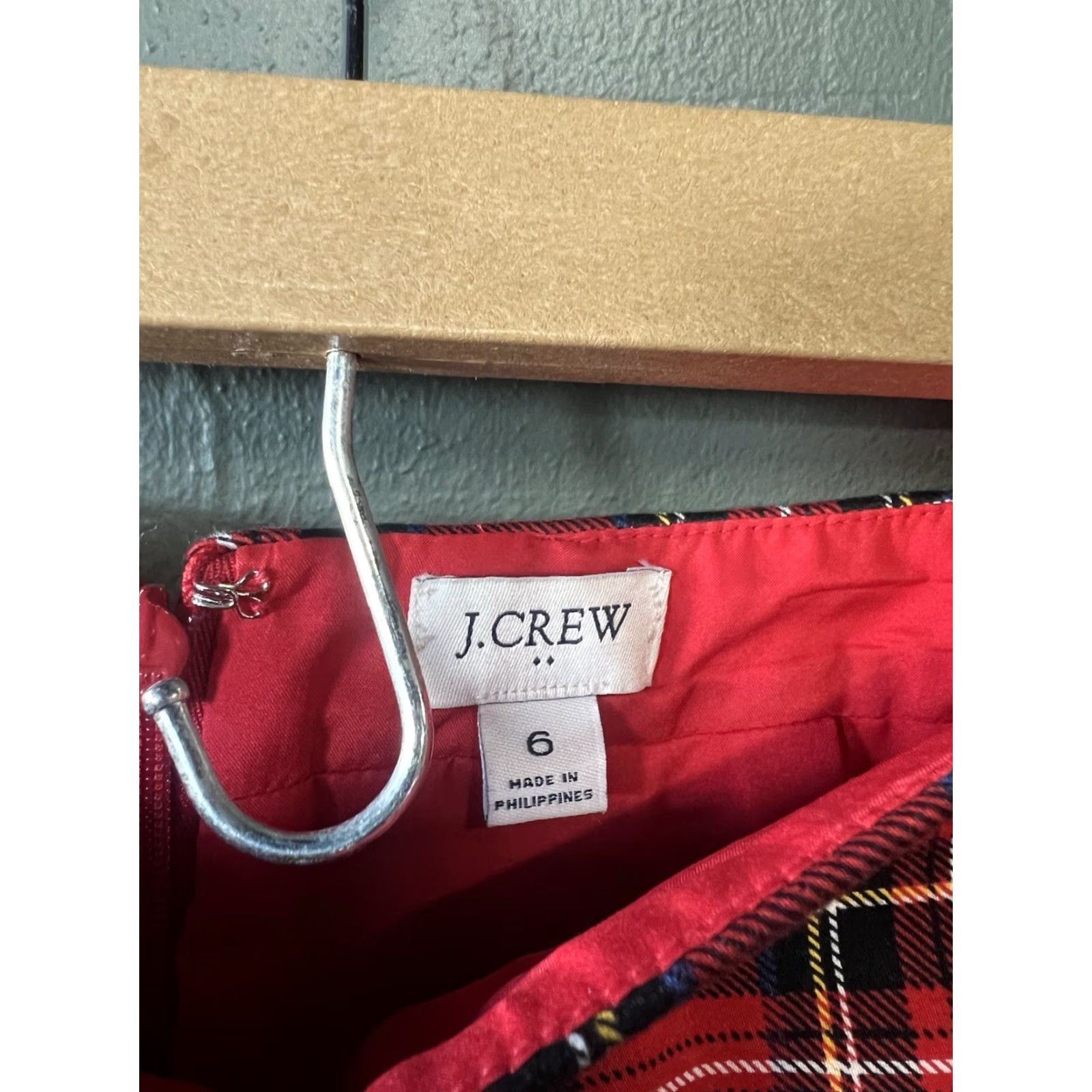J.Crew J.CREW Skirt Womens Red Plaid A-Line Knee Length 6 Size 28" / US 6 / IT 42 - 3 Thumbnail