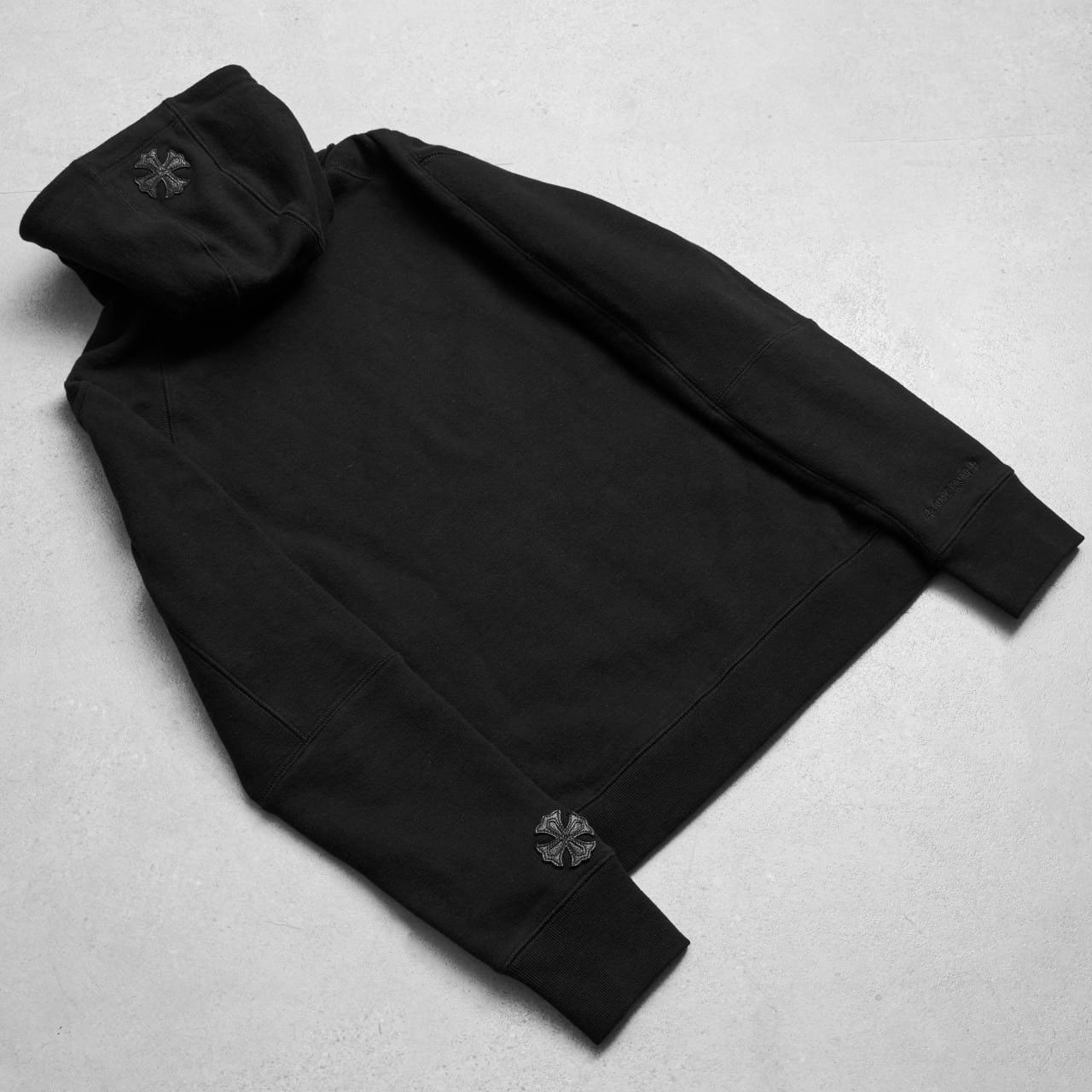 Chrome Hearts CHROME HEARTS Black Leather Plus Patchwork Terry Hoodie Zip Size US S / EU 44-46 / 1 - 2 Thumbnail