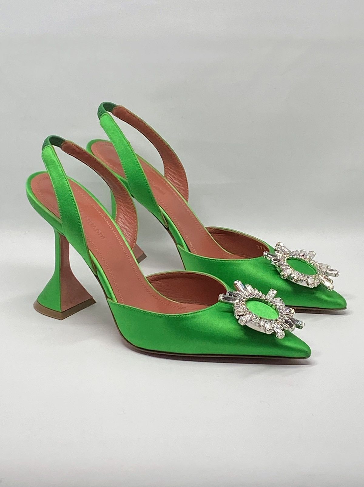 Amina Muaddi Amina Muaddi Begum Satin & Crystal Slingback Pumps size 37.5 Size US 7.5 / IT 37.5 - 6 Thumbnail