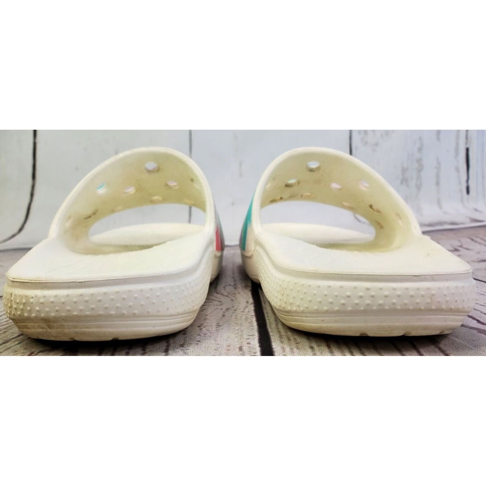 Crocs Crocs Classic Slip-On Slides Women 11 White Multicolor Comfortable Sandals Size US 11 / IT 41 - 7 Thumbnail