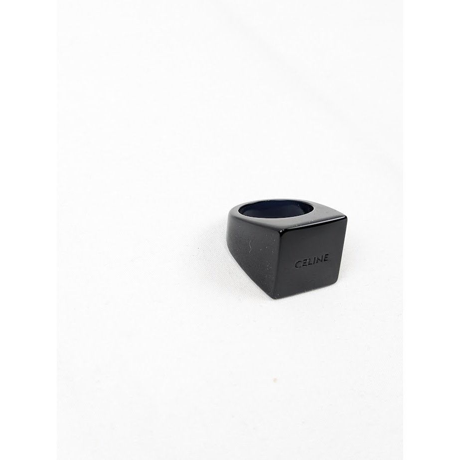 Celine o1rshd1 Size: 58 / Square Ring in Pexiglass in Black Size ONE SIZE - 4 Thumbnail