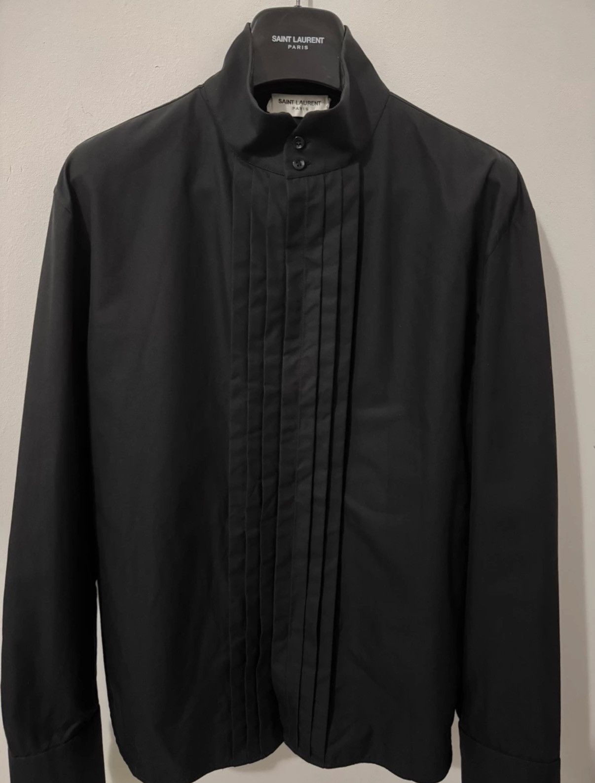 Saint Laurent Paris SLP) 24SS "Black Knight" Stand Collar Accordion Pleat Shirt Size US XXL / EU 58 / 5 - 3 Thumbnail