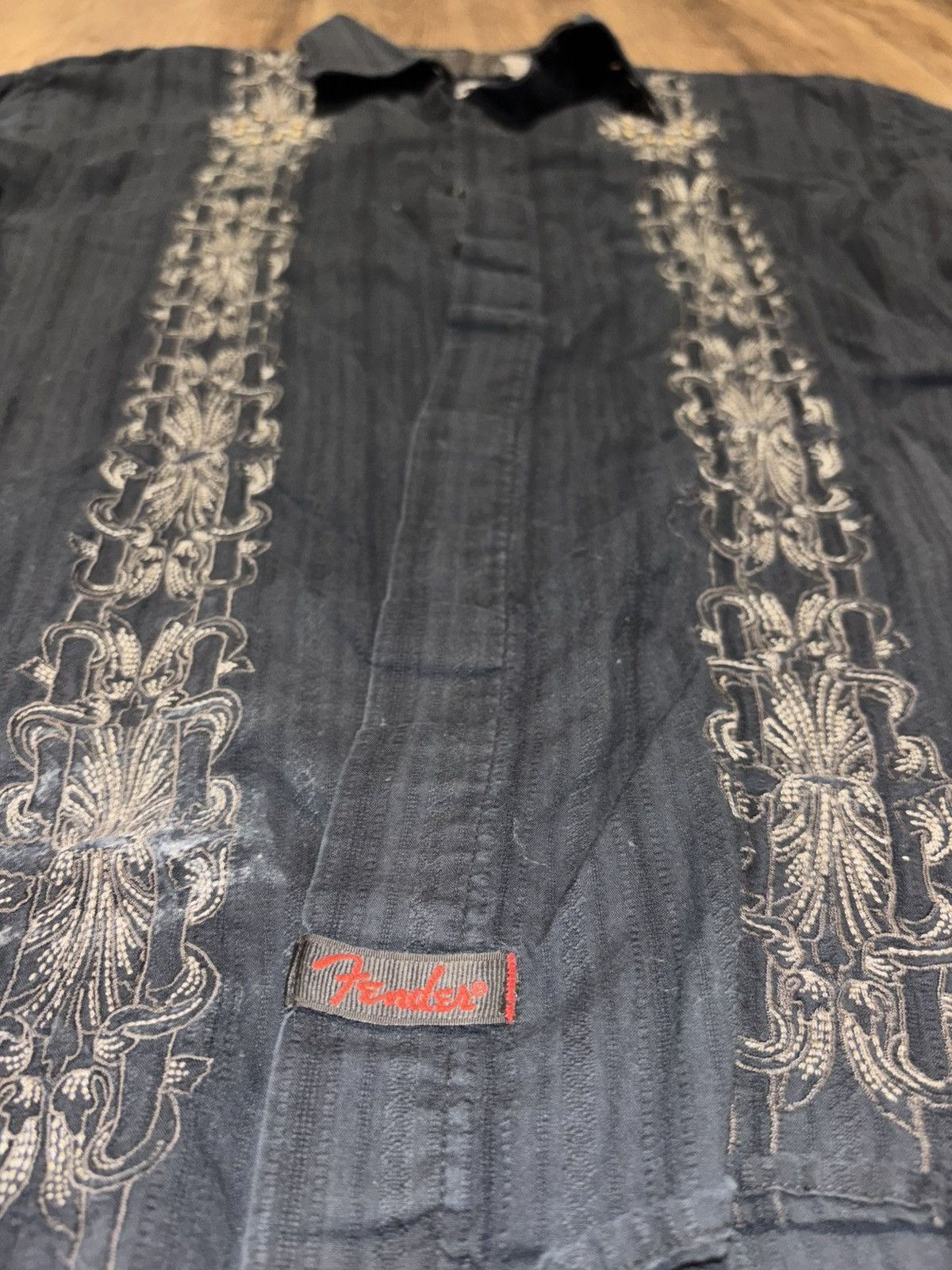 Fender Vintage Fender Navy Blue Custom Shop Long Sleeve Button Up Size US XXL / EU 58 / 5 - 3 Thumbnail