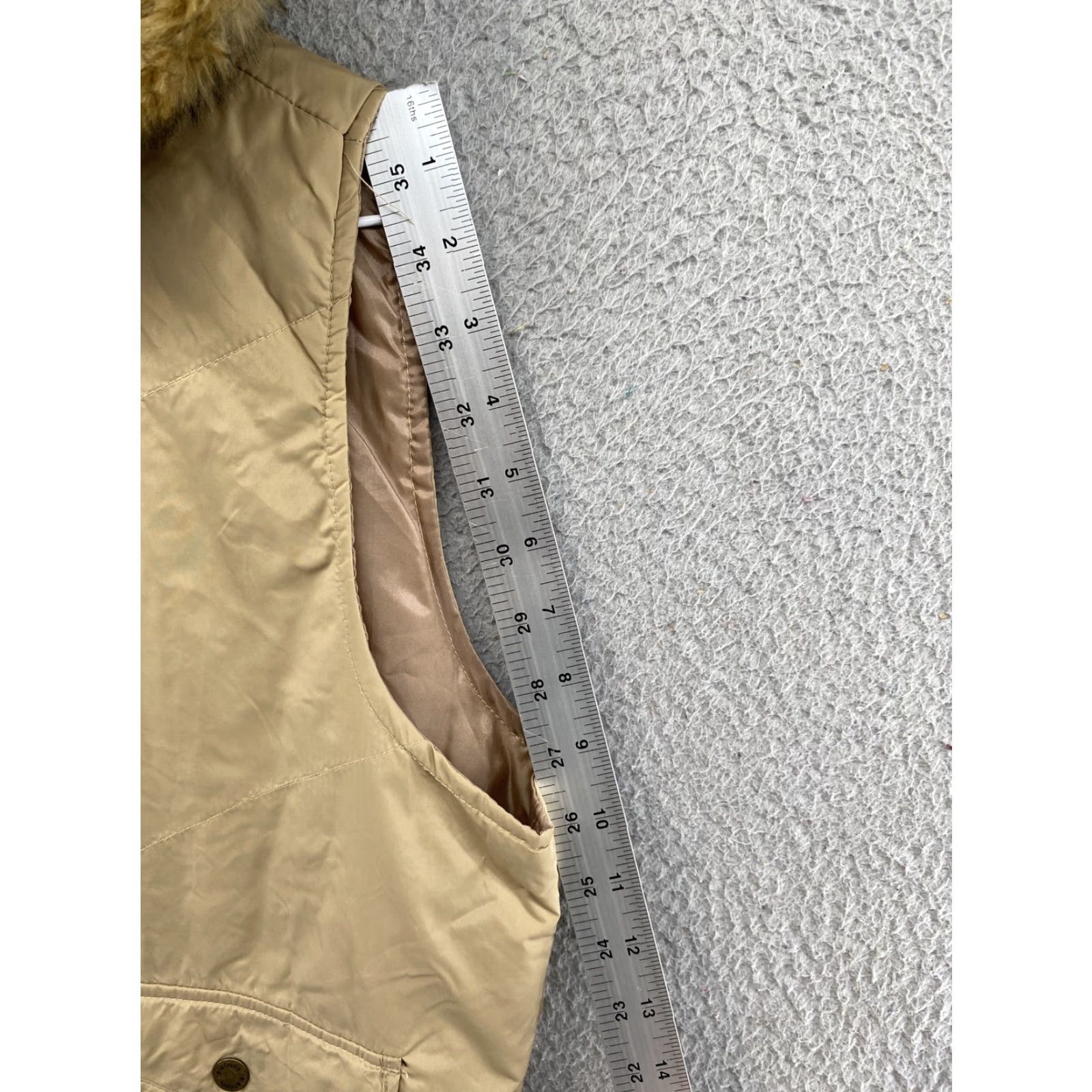 Vintage Relativity Women's Vest Nylon Beige Full Zip Faux Fur Hood L Size Size L / US 10 / IT 46 - 6 Thumbnail