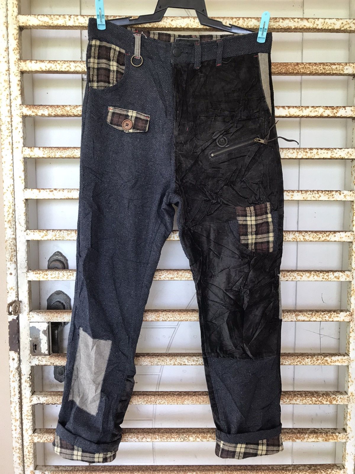 image of Archival Clothing x Kapital Brth Breath Reconstructed Hybrid Patchwork Pants in Black (Size 31)