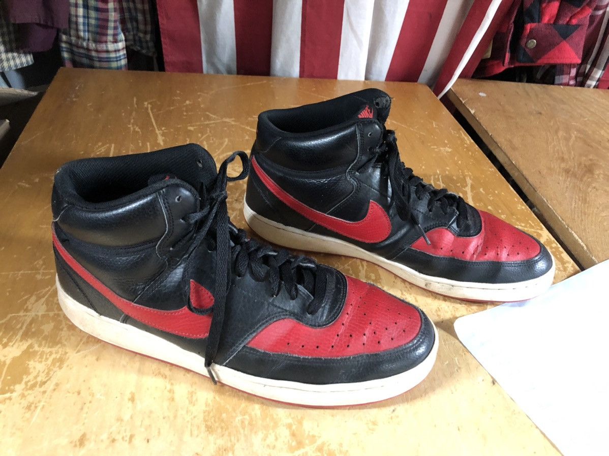 Nike Nike Court Vision Mid Bred Black University Red White Used Size US 11 / EU 44 - 2 Thumbnail