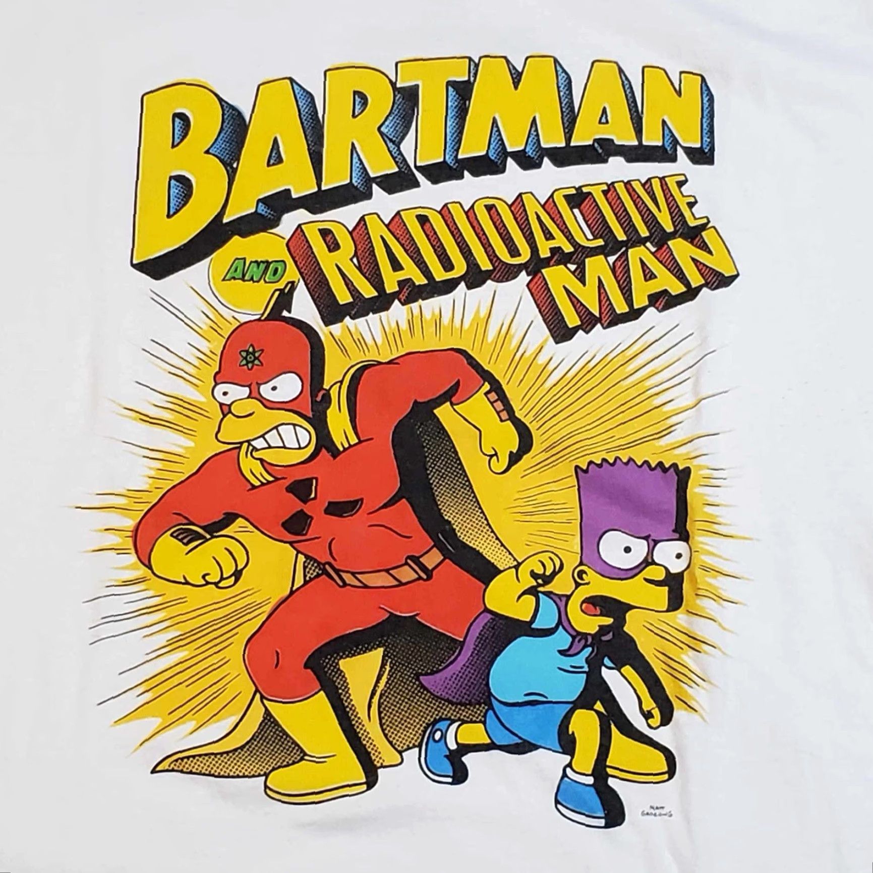 Vintage Simpson’s Bartman And Radioactive Man White T Shirt Bart & Homer Medium Distress Size US M / EU 48-50 / 2 - 2 Thumbnail