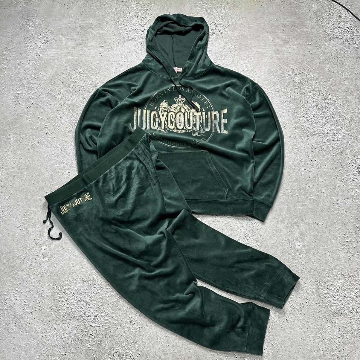 image of Vintage Y2K Juicy Couture Oversized Tracksuit Hoodie & Pants in Green, Women's (Size Large)