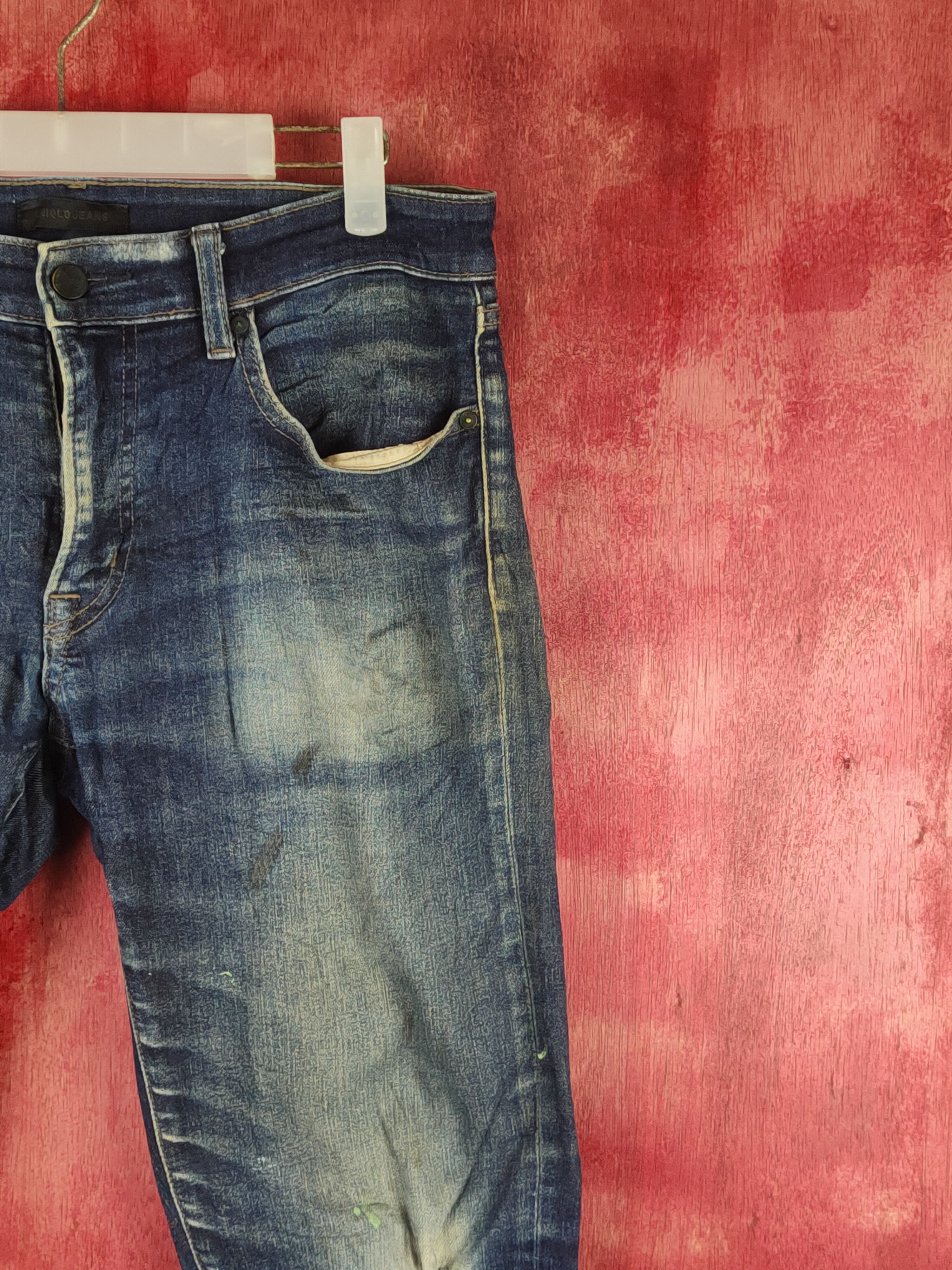 Japanese Brand Uniqlo Dark Blue Distressed Ripped Jeans #S2363 Size US 31 - 5 Thumbnail