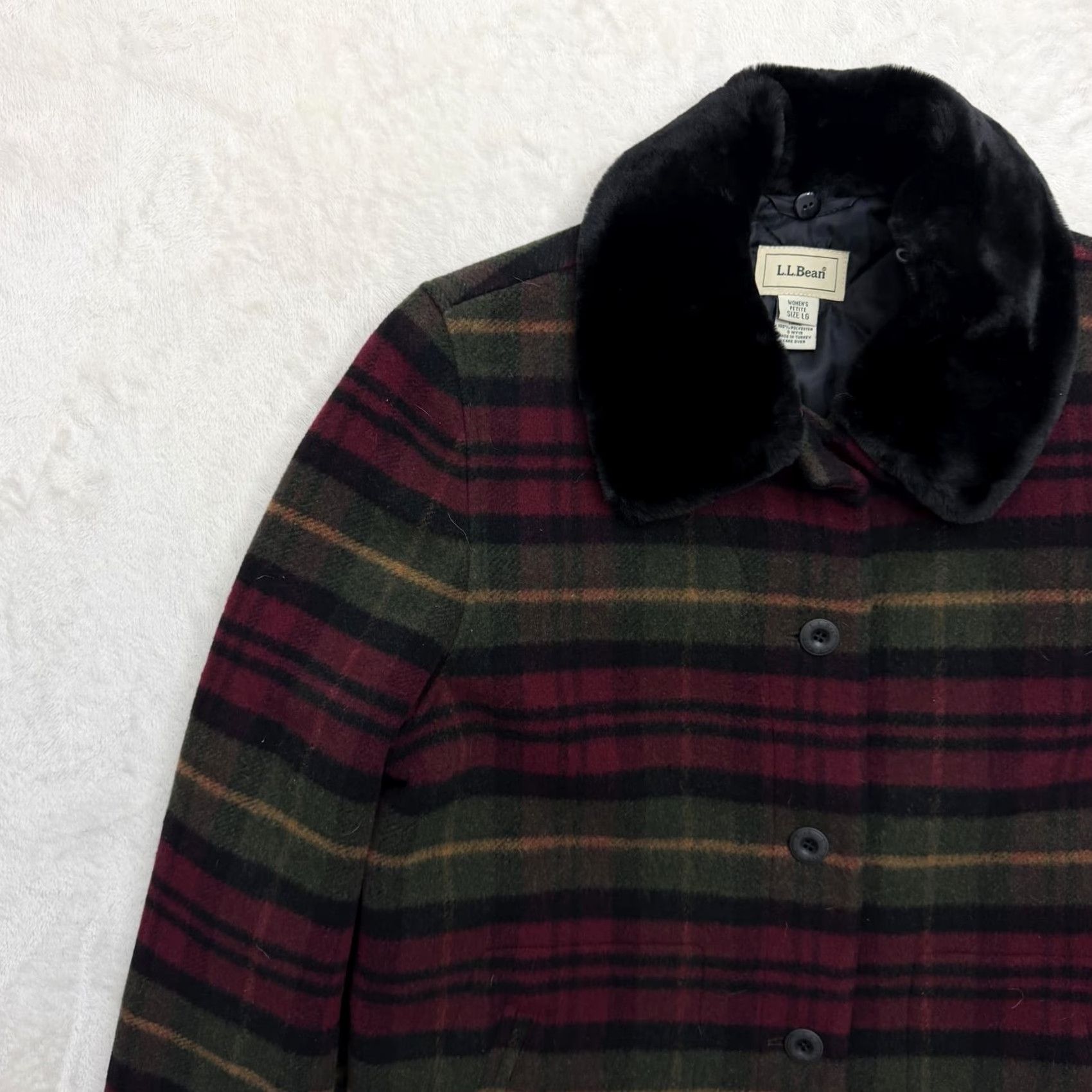 Vintage VINTAGE LL Bean Coat Jacket Womens Large Petite Plaid Faux Fur Collar Quilted Lined Size L / US 10 / IT 46 - 5 Thumbnail