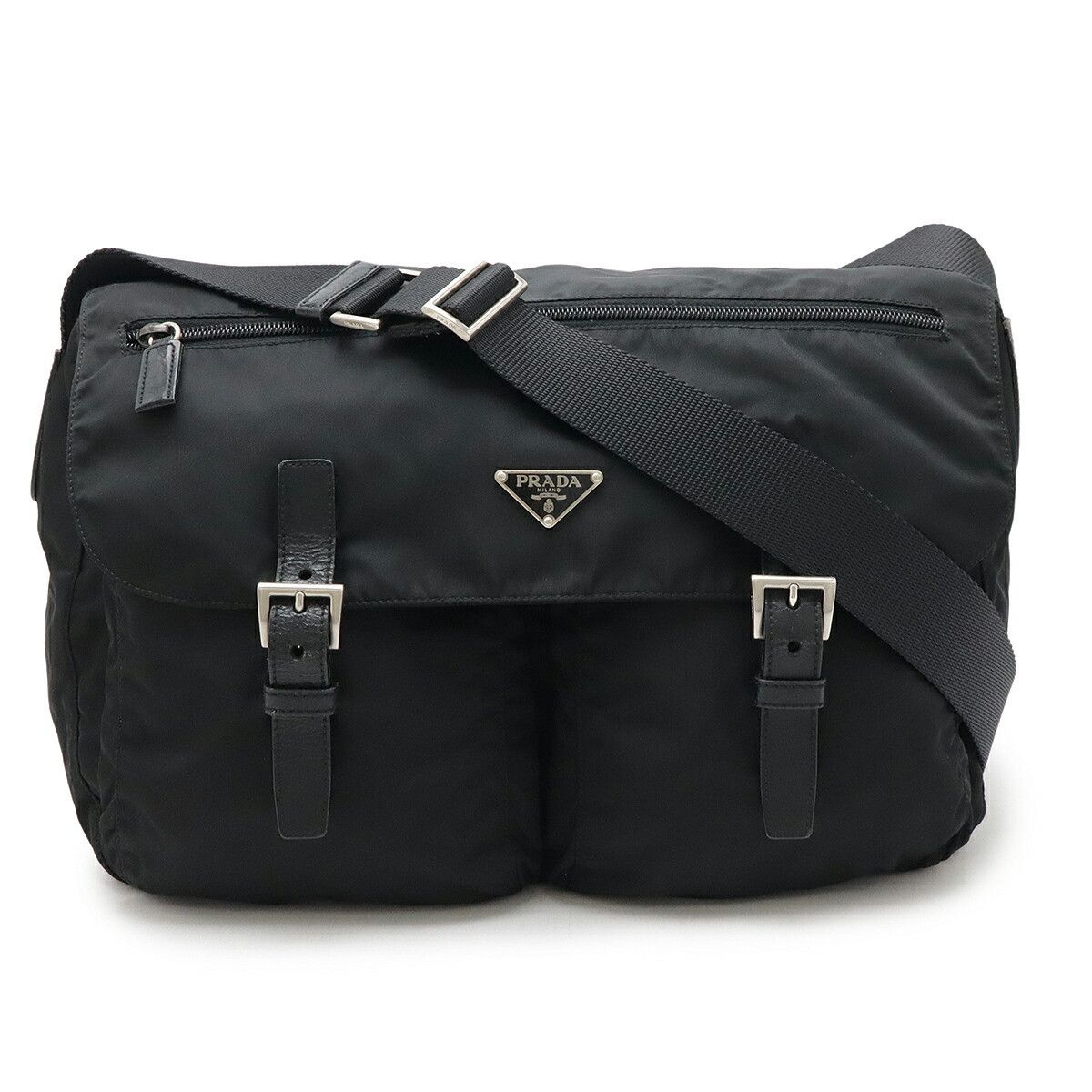 Prada Prada Vela Sport Nylon Messenger Bag Leather Crossbody Bag Bt1738 in Black, Men's