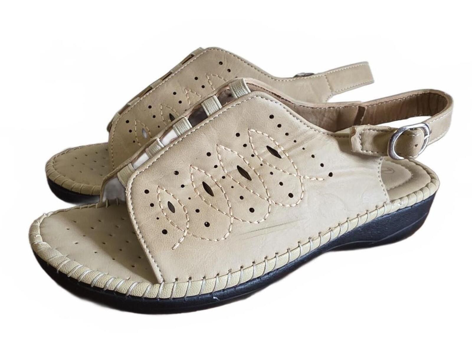 Other Henry Ferrera Beige Leather Comfort Slingback Sandals Size 7 Size US 7 / IT 37 - 1 Thumbnail