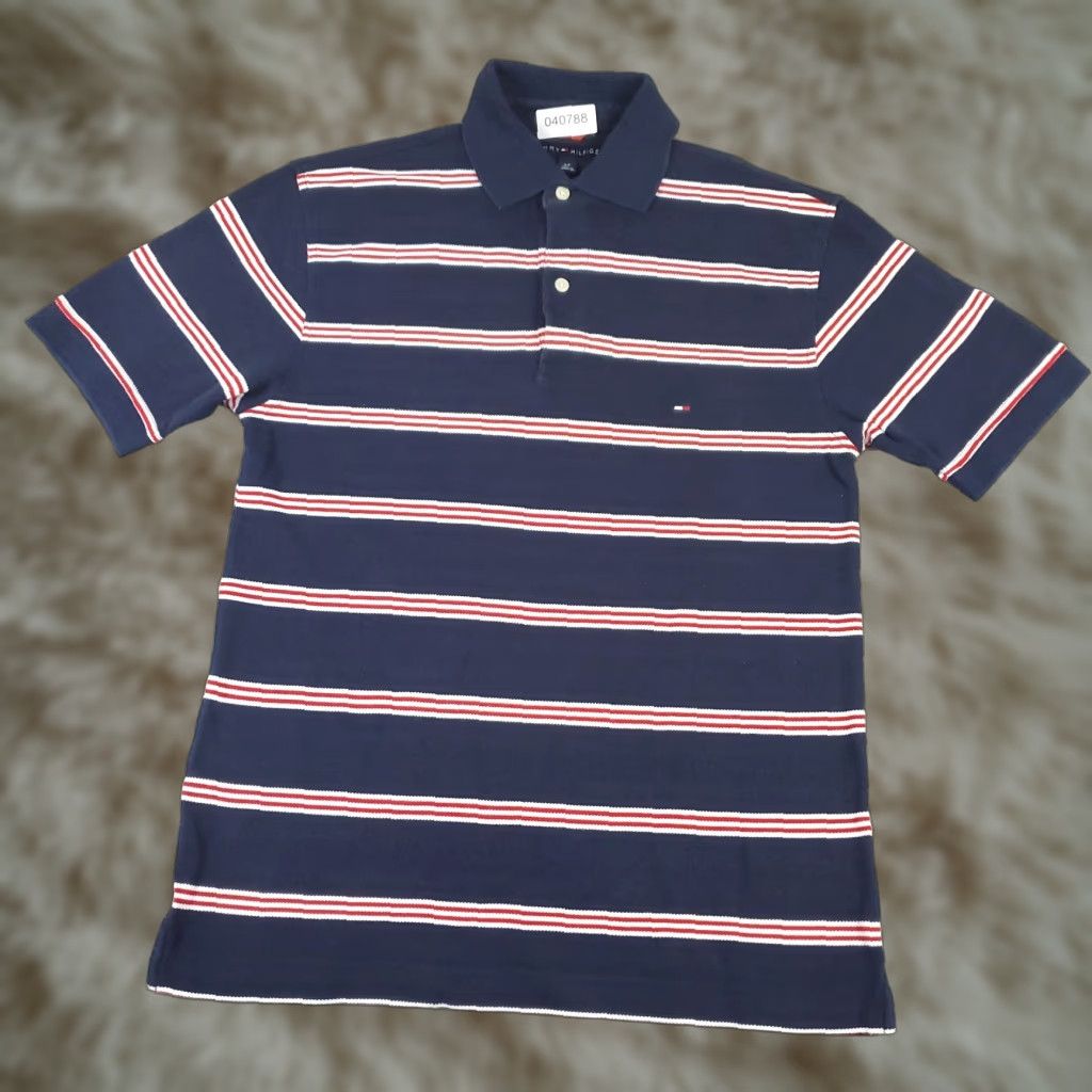 Tommy Hilfiger VINTAGE Tommy Hilfiger Polo Shirt Mens Small Blue Red Striped Casual Short Sleeve Polo Adult Small Blue Classic Logo N/A Mens Size US S / EU 44-46 / 1 - 1 Thumbnail