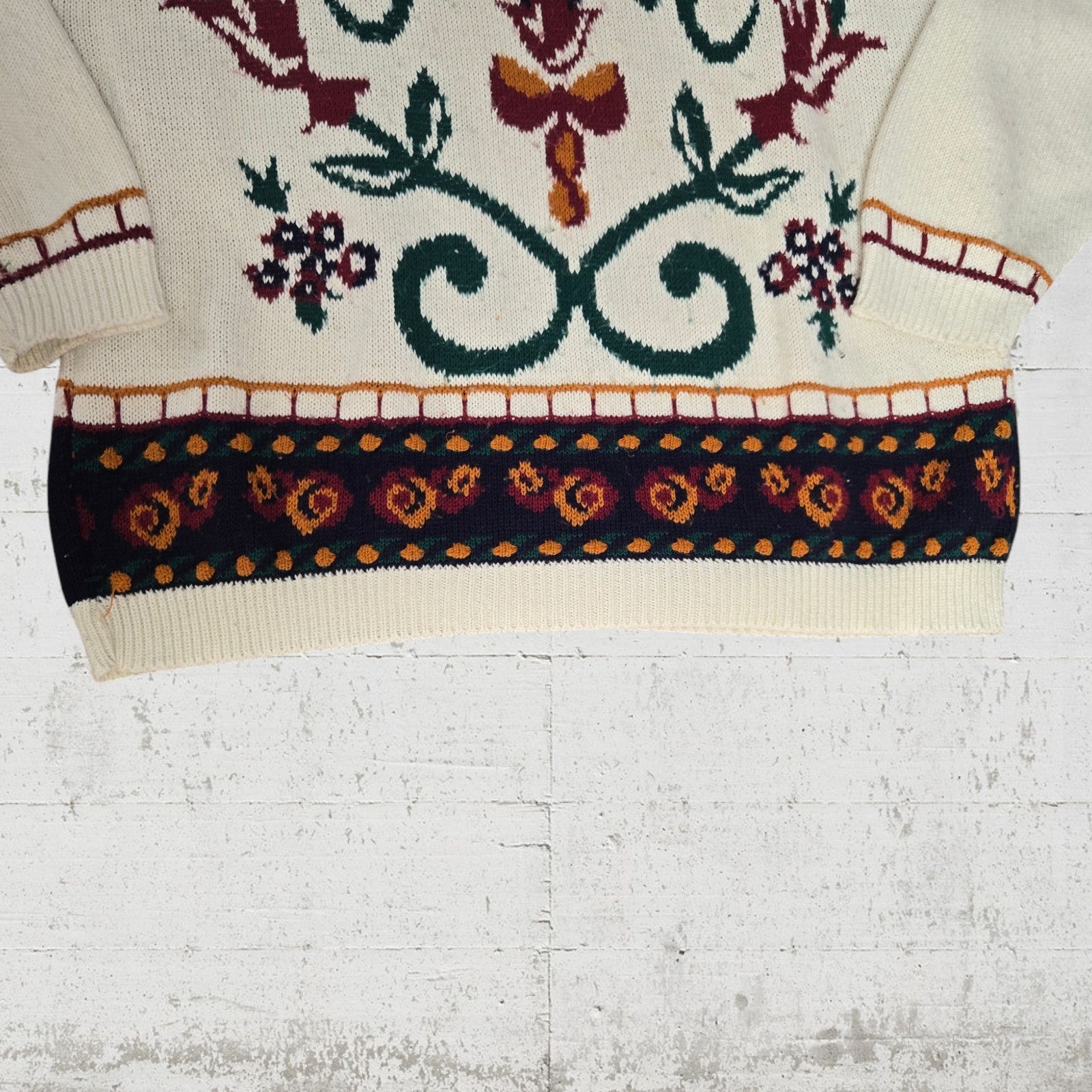 Vintage Vintage Retro Floral USA Made Knitted Sweater Size Large Size L / US 10 / IT 46 - 5 Thumbnail