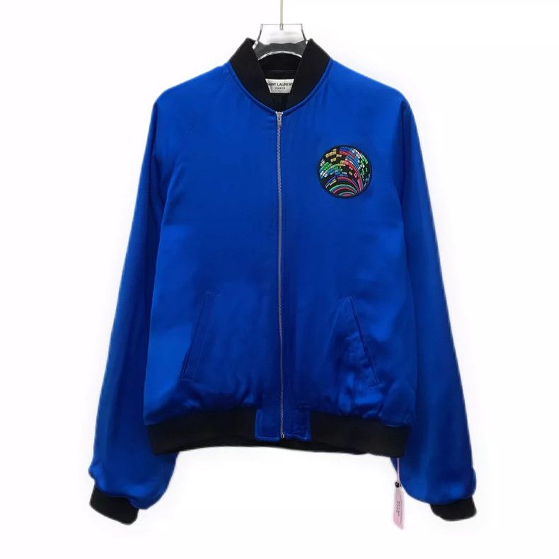 Saint Laurent Paris Saint Laurent Paris size 38 Blue Shark Sliver Stand-up Nec Size S / US 4 / IT 40 - 1 Thumbnail