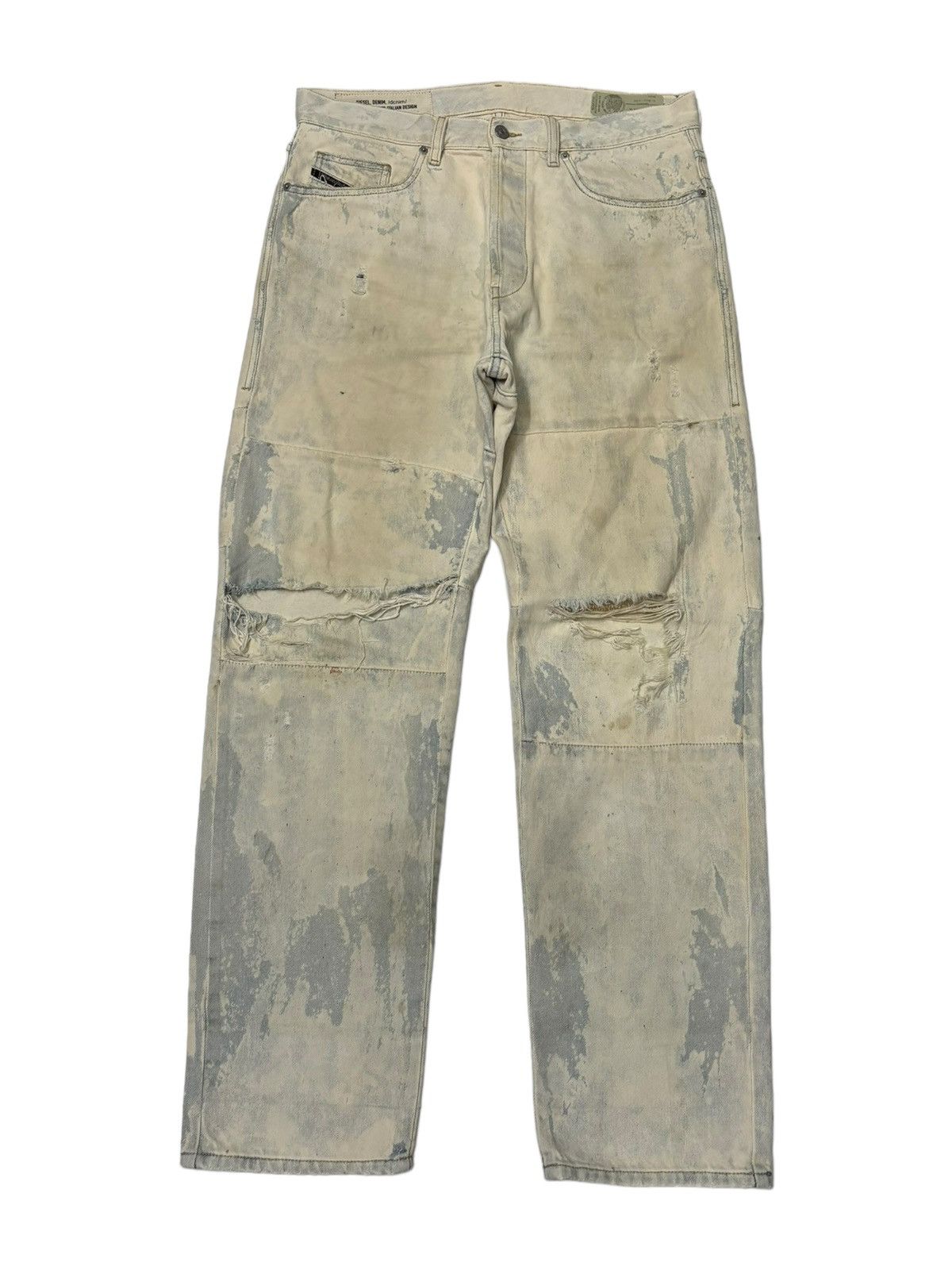 image of Og Diesel Rockstar Bleach Distressed Denim Jeans in White, Men's (Size 34)