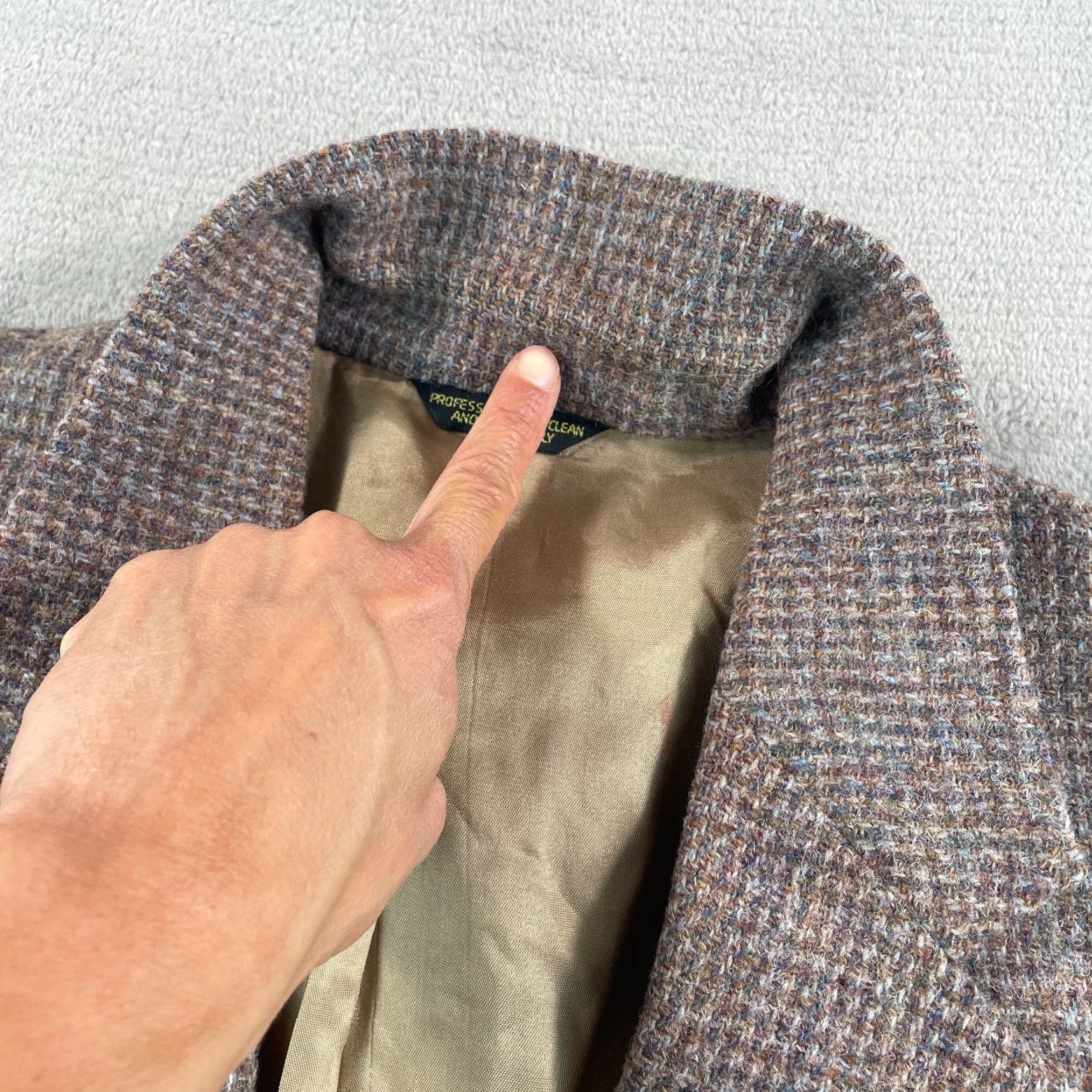 Harris Tweed VTG Harris Tweed Blazer Jacket Sport Coat Mens 42 Brown Blue Pure Wool USA Made Size 42R - 4 Thumbnail