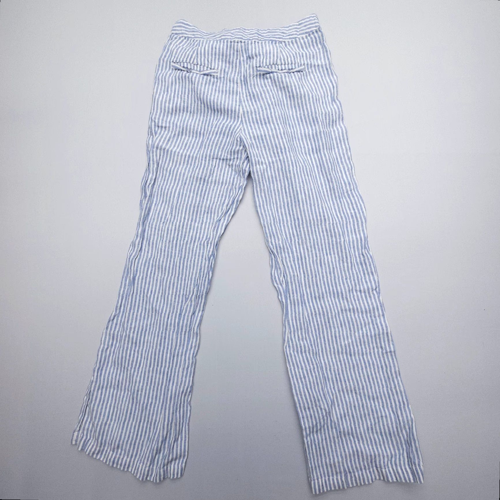 Vintage VINTAGE Tahari 100% Linen Wide-Leg Pants Size 10 Blue Striped High Coastal Old Money Mens Womens Girls Size 32" / US 10 / IT 46 - 2 Thumbnail
