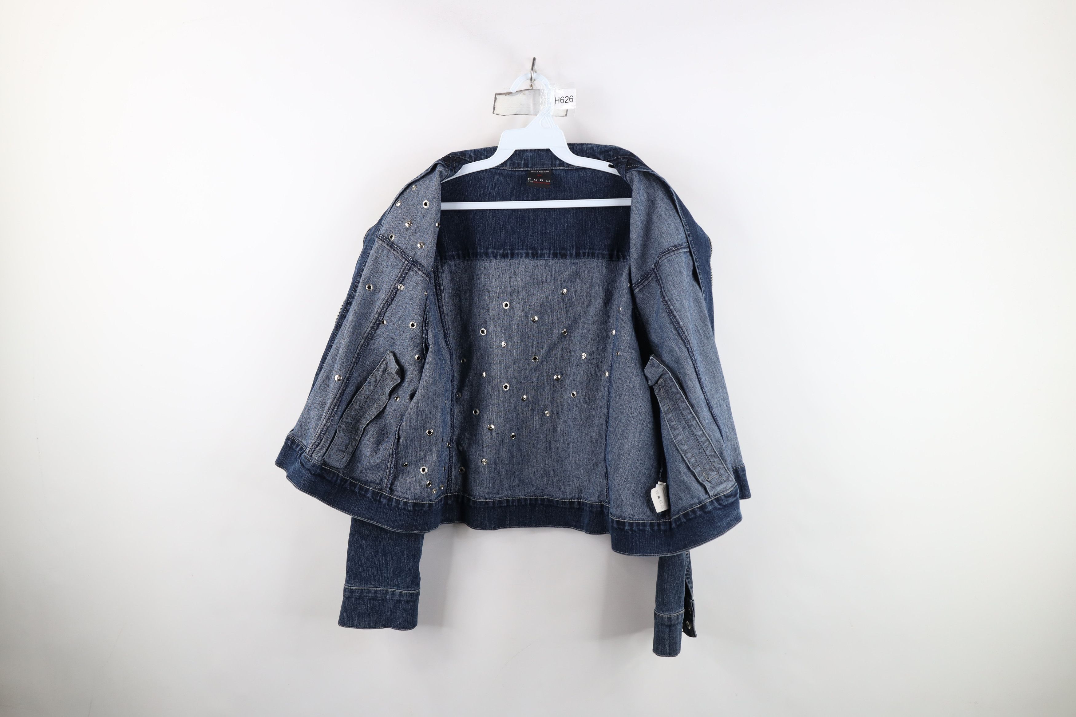 Fubu Vintage 90s Y2K FUBU Cropped Sequin Denim Jean Bomber Jacket Size XXL / US 16-18 / IT 52-54 - 11 Thumbnail
