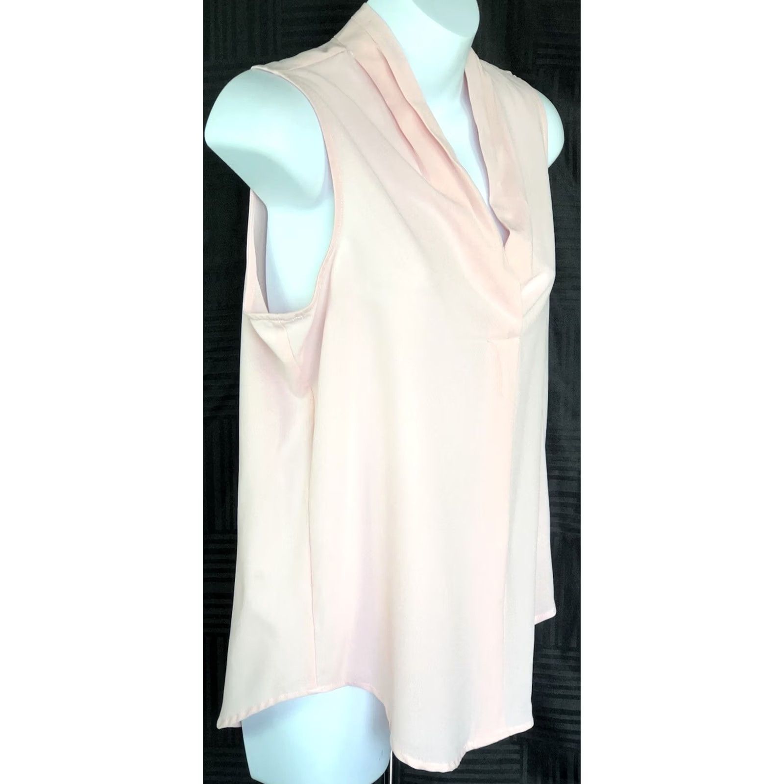 Pinko Dex NY Sleeveless Top Blouse S Pink Chiffon Pleated V-Neck Workwear Casual Women’s Size S / US 4 / IT 40 - 3 Thumbnail