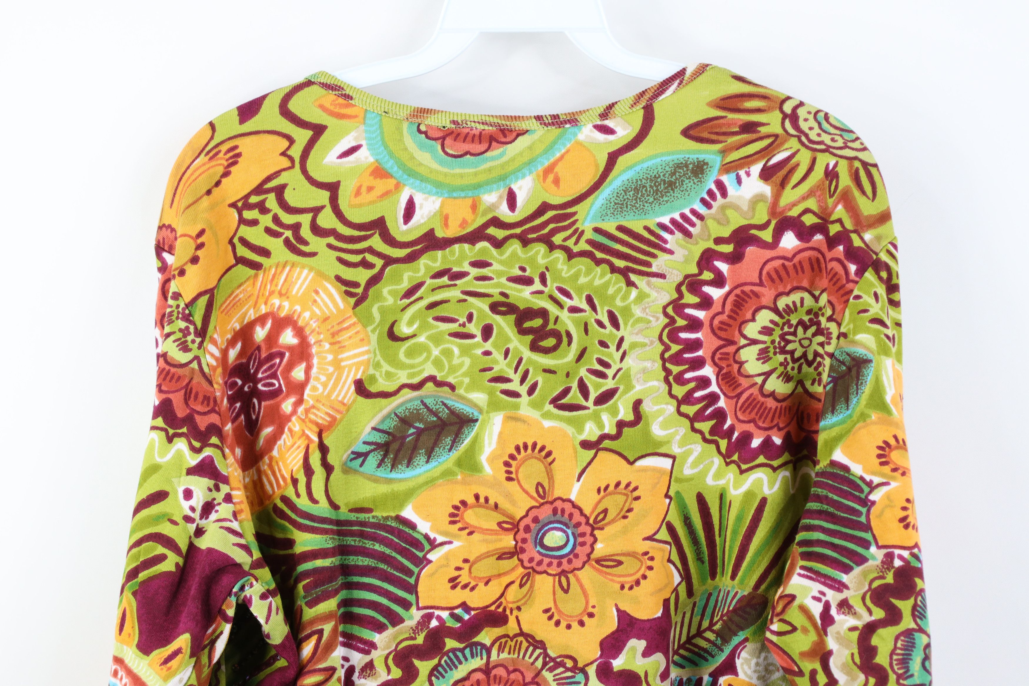 Vintage Vintage 90s Y2K Streetwear Abstract Sequin Flower T-Shirt Size L / US 10 / IT 46 - 10 Thumbnail