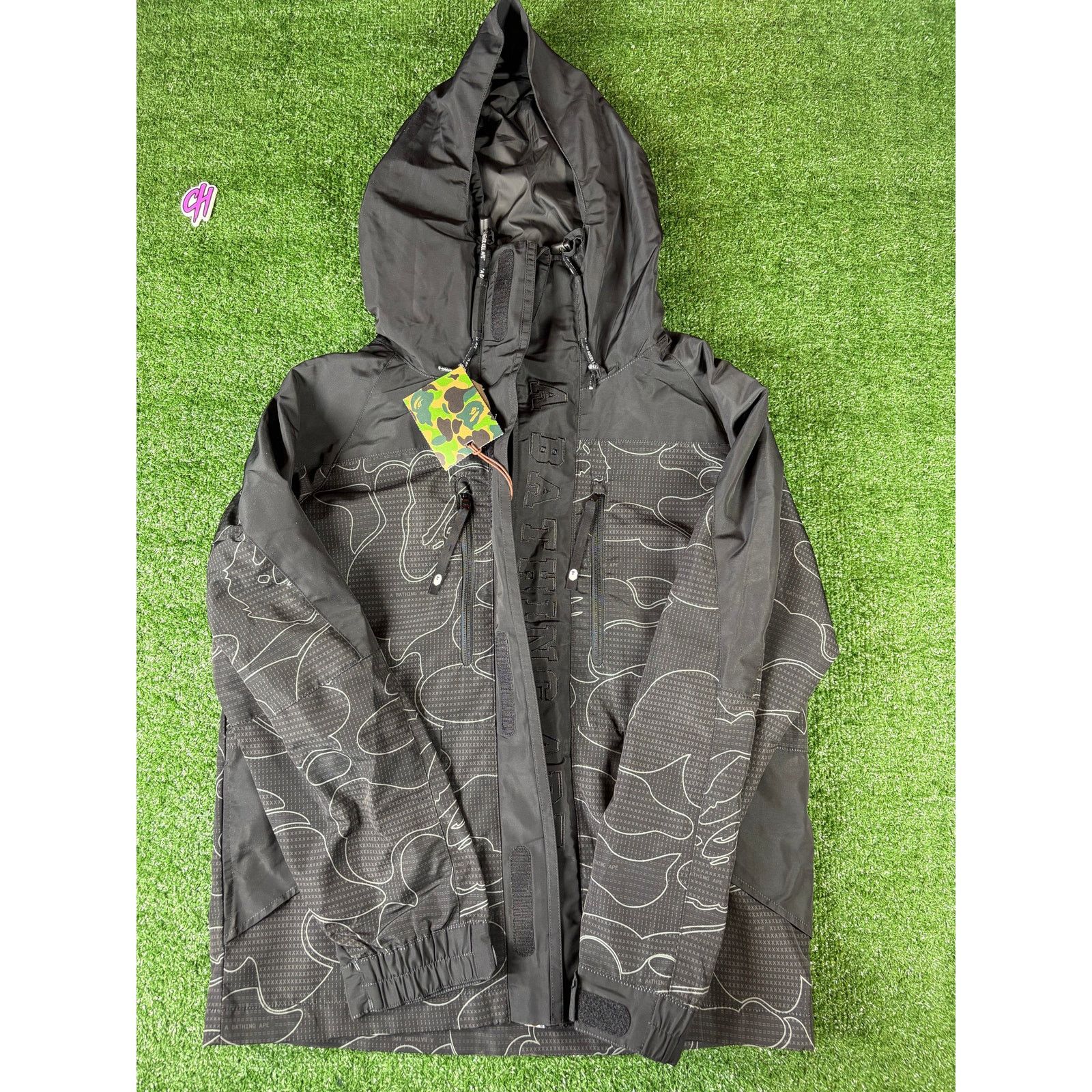 Bape BAPE Text Code Camo Hooded Black Jacket Size Medium Size US M / EU 48-50 / 2 - 6 Thumbnail