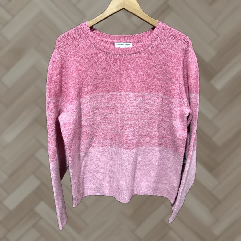 Vintage Cupcakes and Cashmere Women Heart Sweater L Pink Crew Neck Pullover Knit Long Sleeve, Regular, Adult Womens Size L / US 10 / IT 46 - 1 Thumbnail
