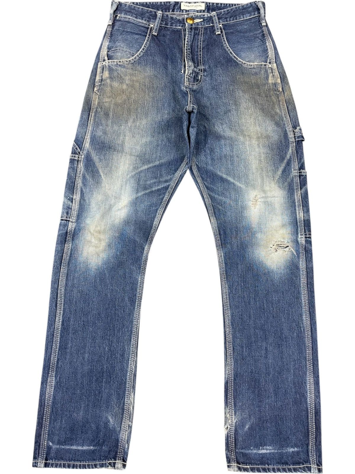 Vanquish Vintage Japanese Vanquish Mud Wash Distress Carpenter Jeans Size US 31 - 1 Thumbnail