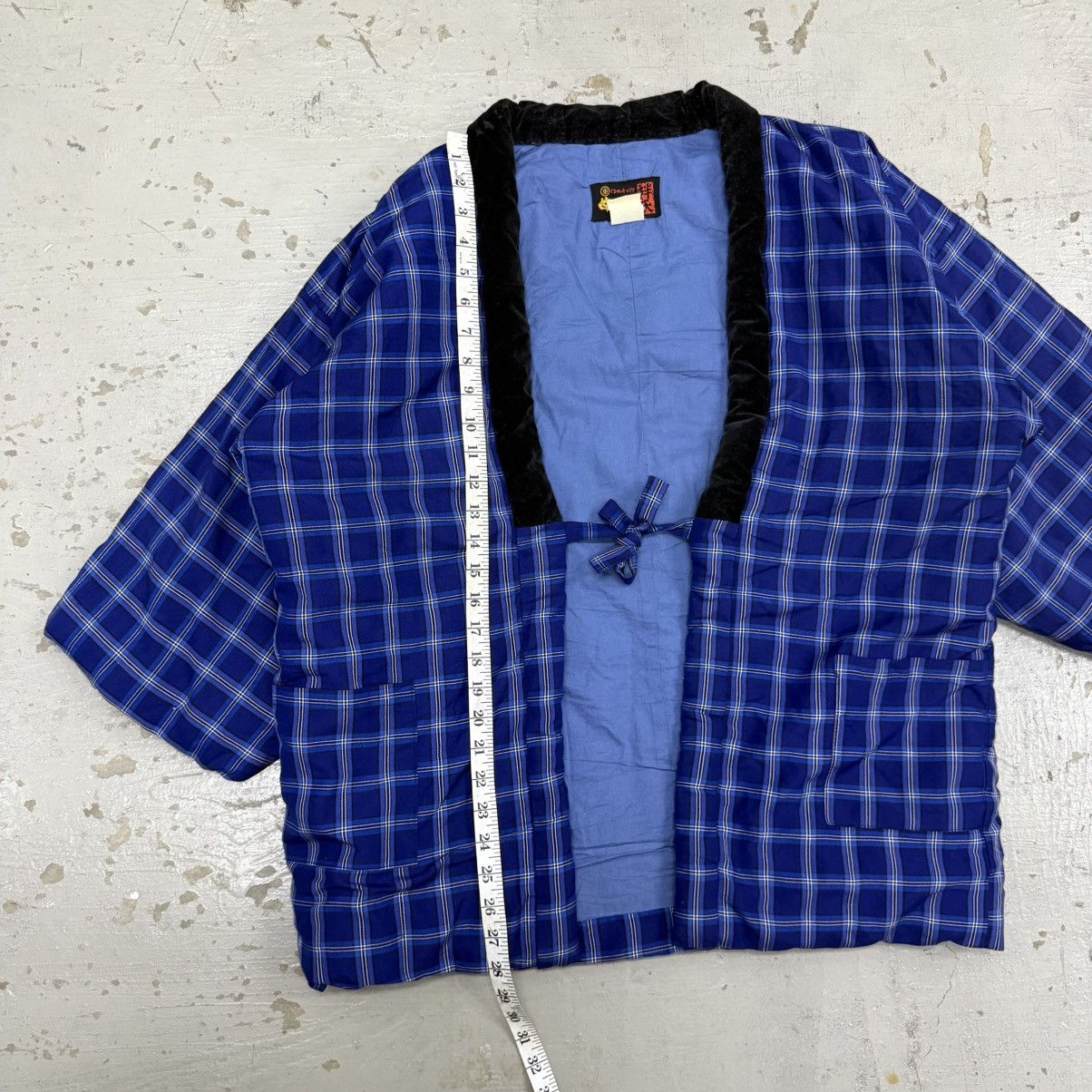 Japanese Brand Vintage Traditional Japanese Hanten Blue Plaid Jacket Kimono Size US L / EU 52-54 / 3 - 6 Thumbnail