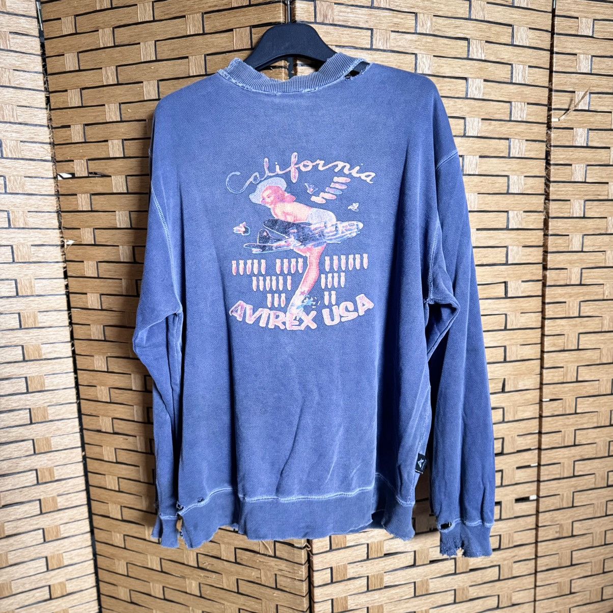 Avirex Vintage Trashed Avirex Bombardier Sweatshirt Size US L / EU 52-54 / 3 - 3 Thumbnail
