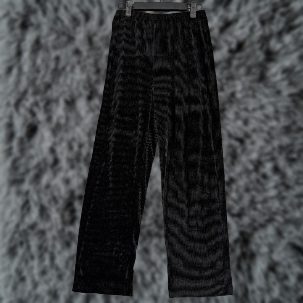 Vintage VINTAGE Pleat Pleat by Rafael Pants Women's M Wide-Leg Pull On Elastic Waist Black Velour 29 Inseam 29 In Size 32" / US 10 / IT 46 - 1 Thumbnail