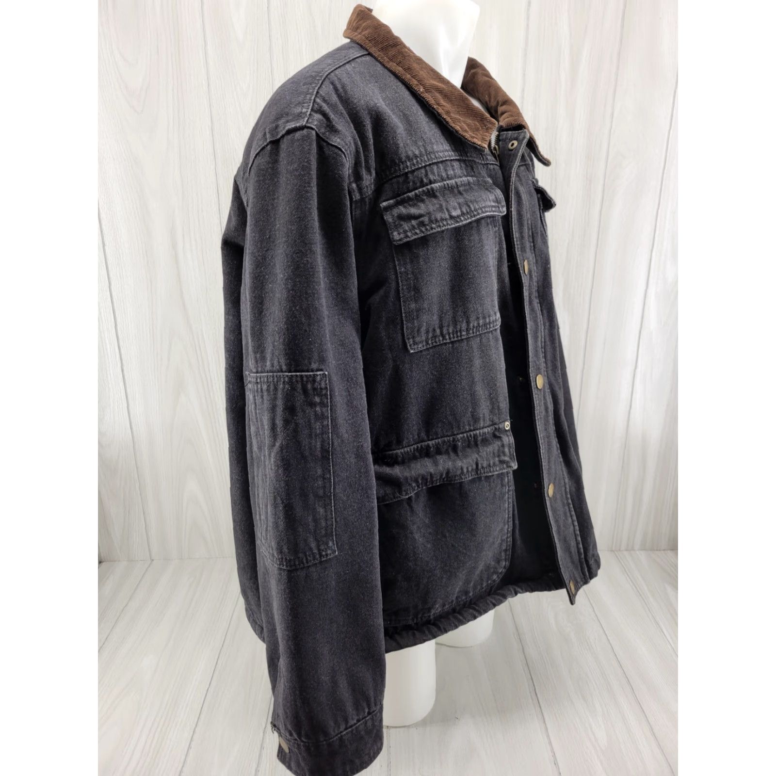 Wrangler Wrangler Jacket Mens 3XL Black Denim Sherpa Lined Corduroy Collar Barn Trucker Bomber Jacket Size US XXL / EU 58 / 5 - 5 Thumbnail