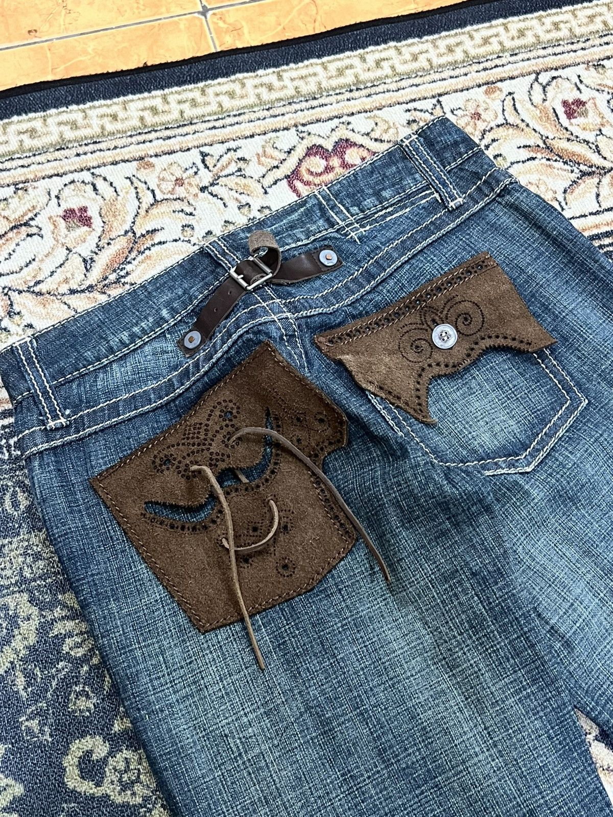 Marithe + Francois Girbaud Marithe Francois Girbaud Denim Suede Leather Cowboy Pocket Size 30" / US 8 / IT 44 - 2 Thumbnail