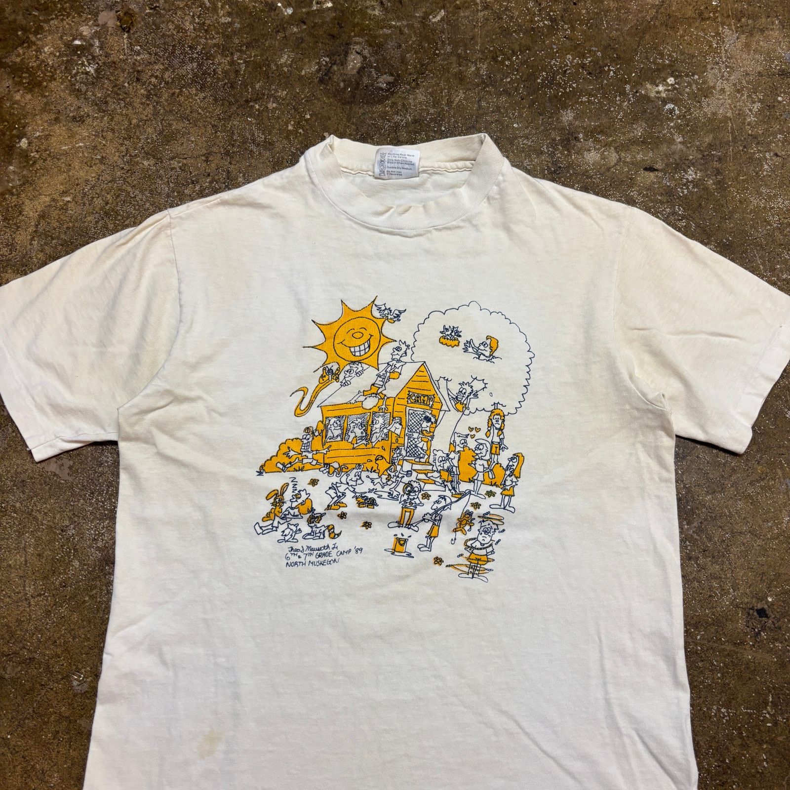 Hanes × Vintage Vintage 1989 North Muskegon Camp Art Cartoon T Shirt Men's M Size US M / EU 48-50 / 2 - 3 Thumbnail
